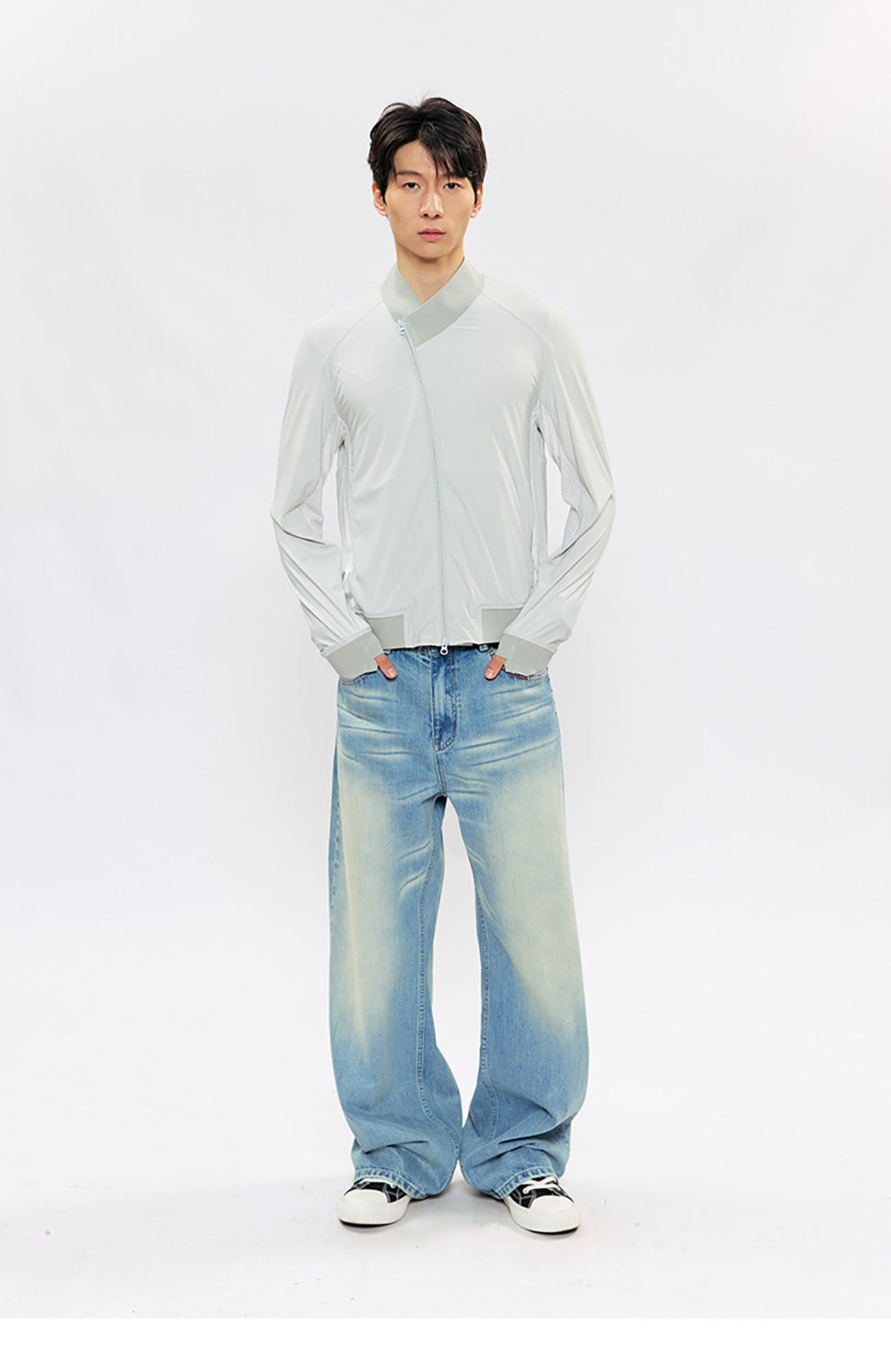 KREATE Asymmetric Zip Slim Sun Shield Jacket, premium urban and streetwear designers apparel on PROJECTISR.com, KREATE