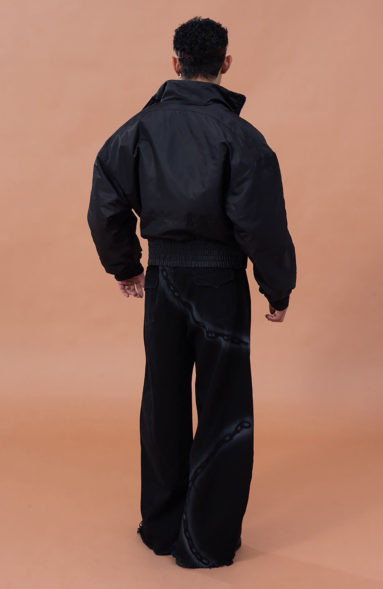 CLP Chain Graphic Frayed Curved-Leg Jeans, premium urban and streetwear designers apparel on PROJECTISR.com, CLP