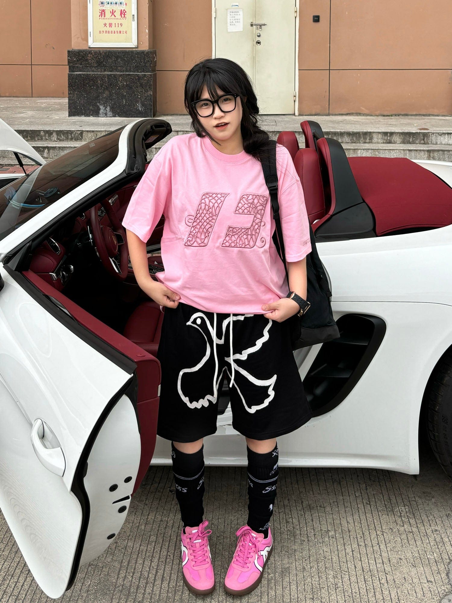VINKID Dove Graphic Drawstring Sweat Shorts, premium urban and streetwear designers apparel on PROJECTISR.com, VINKID