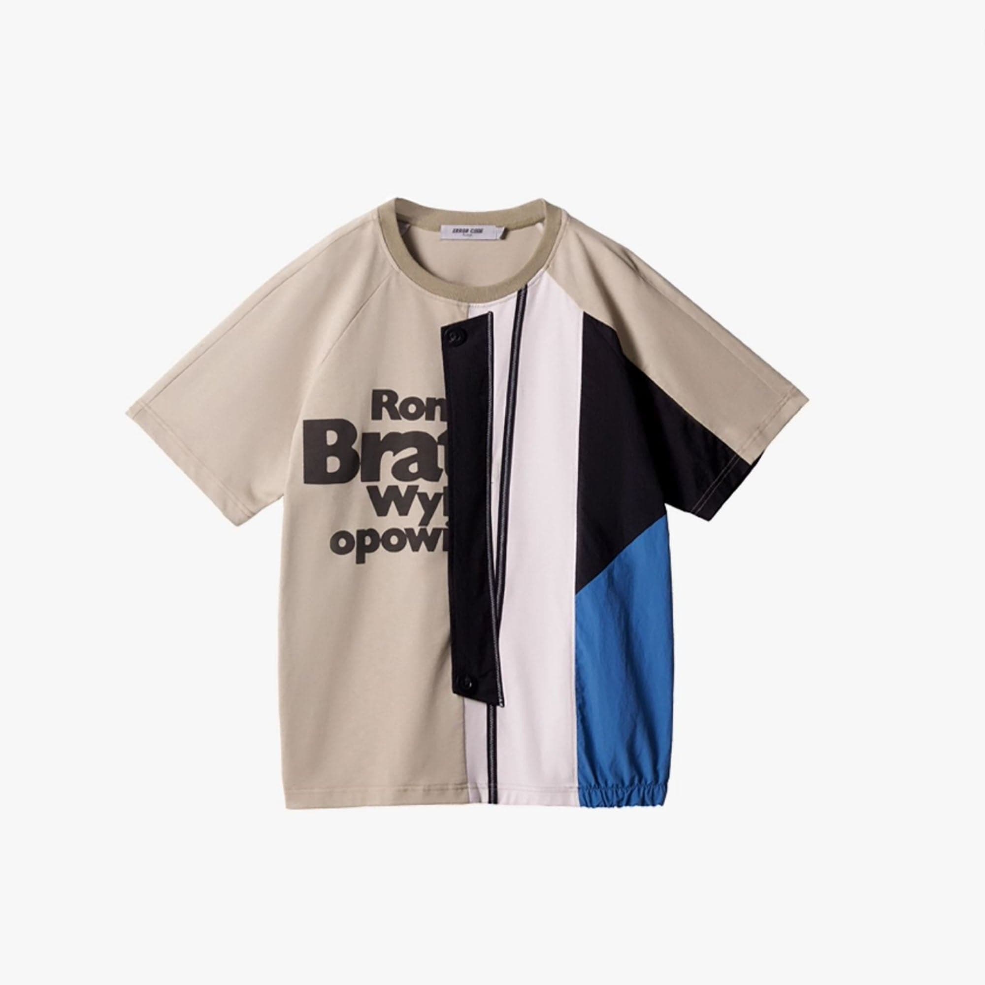 ERROR CODE ROBOT Multi-Patchwork Elastic Hem T-Shirt, premium urban and streetwear designers apparel on PROJECTISR.com, ERROR CODE ROBOT
