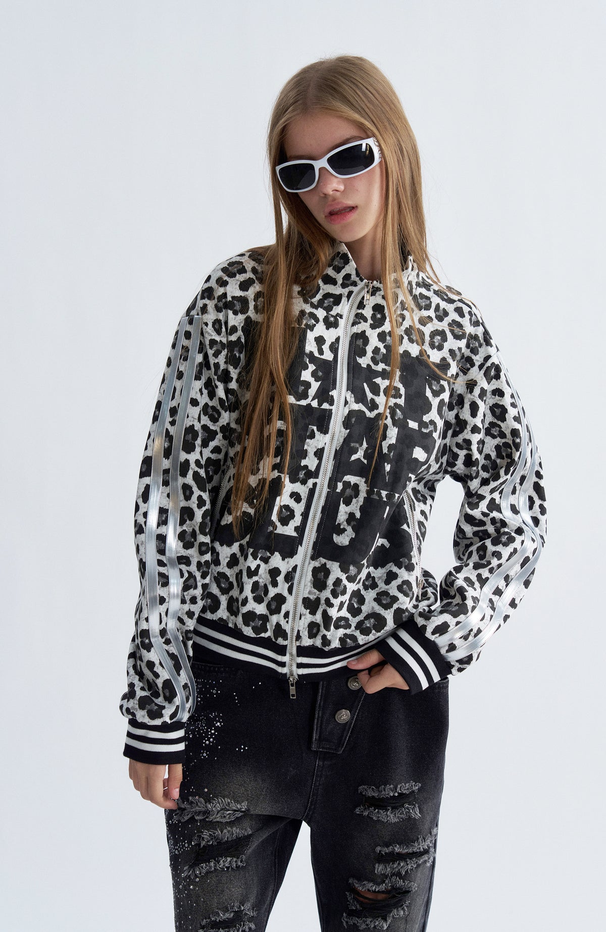 PAIKI Leopard Striped Athletic Jacket
