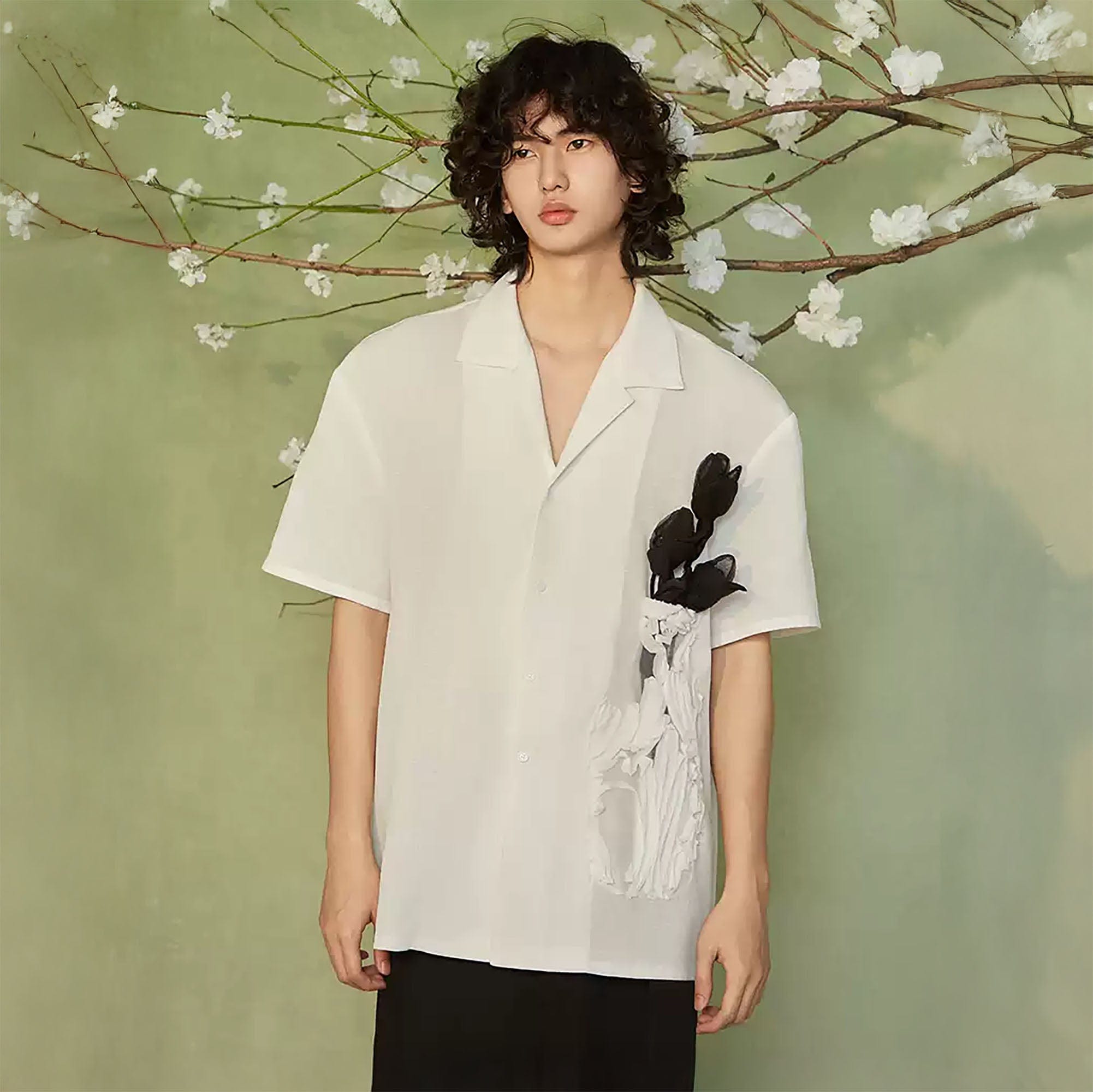 JIECHI Bottled Bloom Sheer Half Shirt, premium urban and streetwear designers apparel on PROJECTISR.com, JIECHI