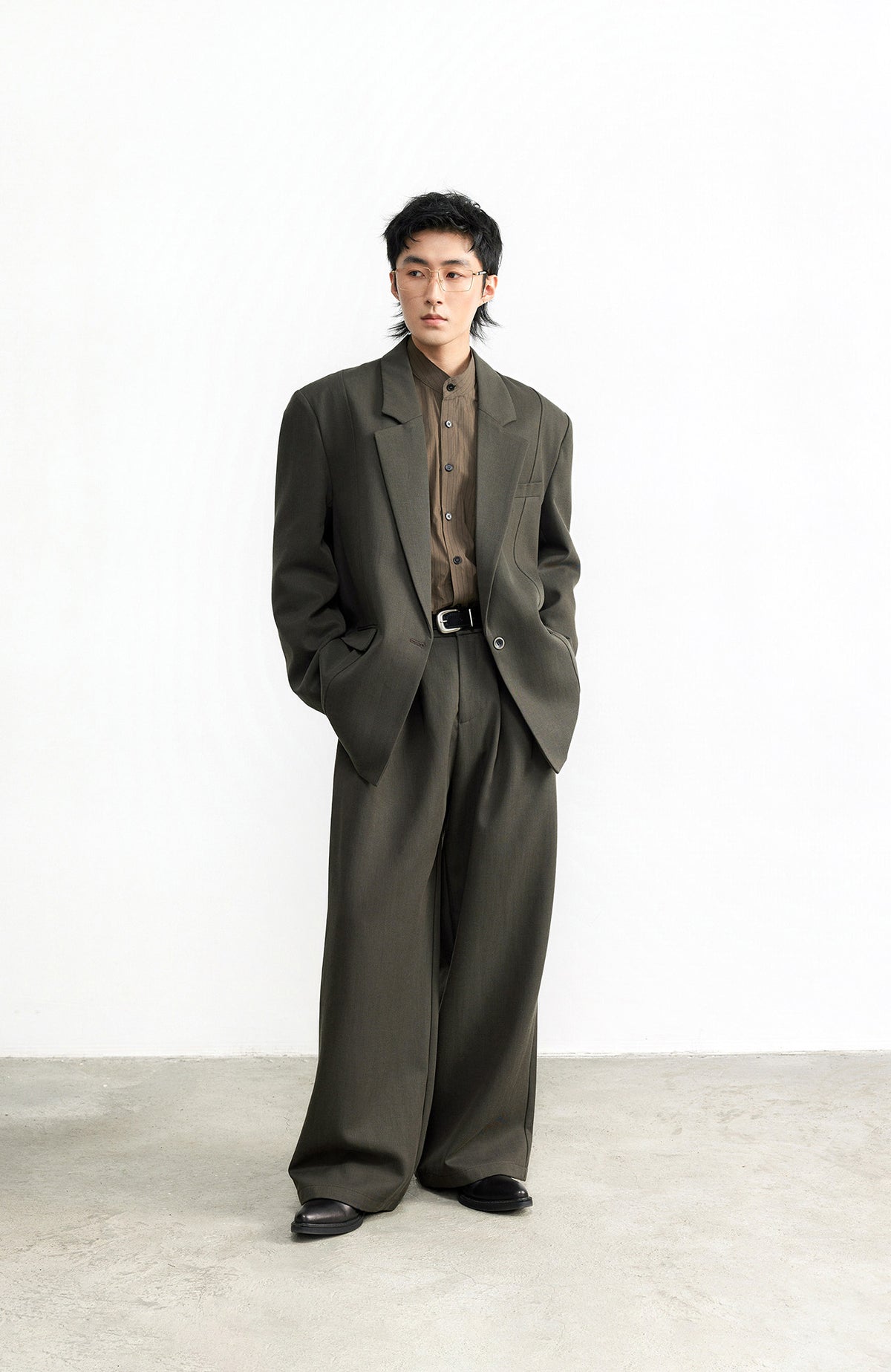 SAMMOKONPA Retro Double-Pleat Wide-Leg Trousers