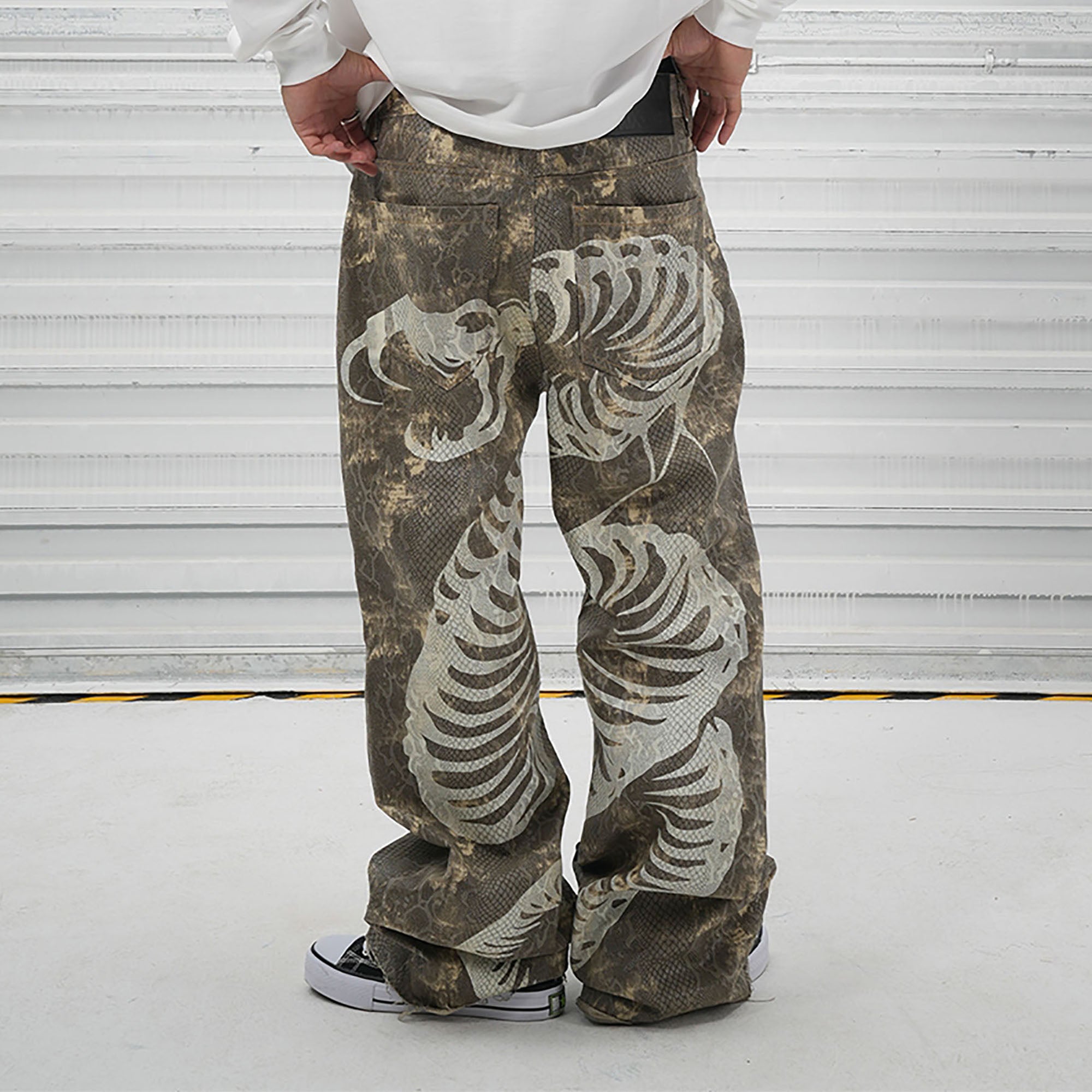 VINKID Snakeskin Waxed Baggy Pants