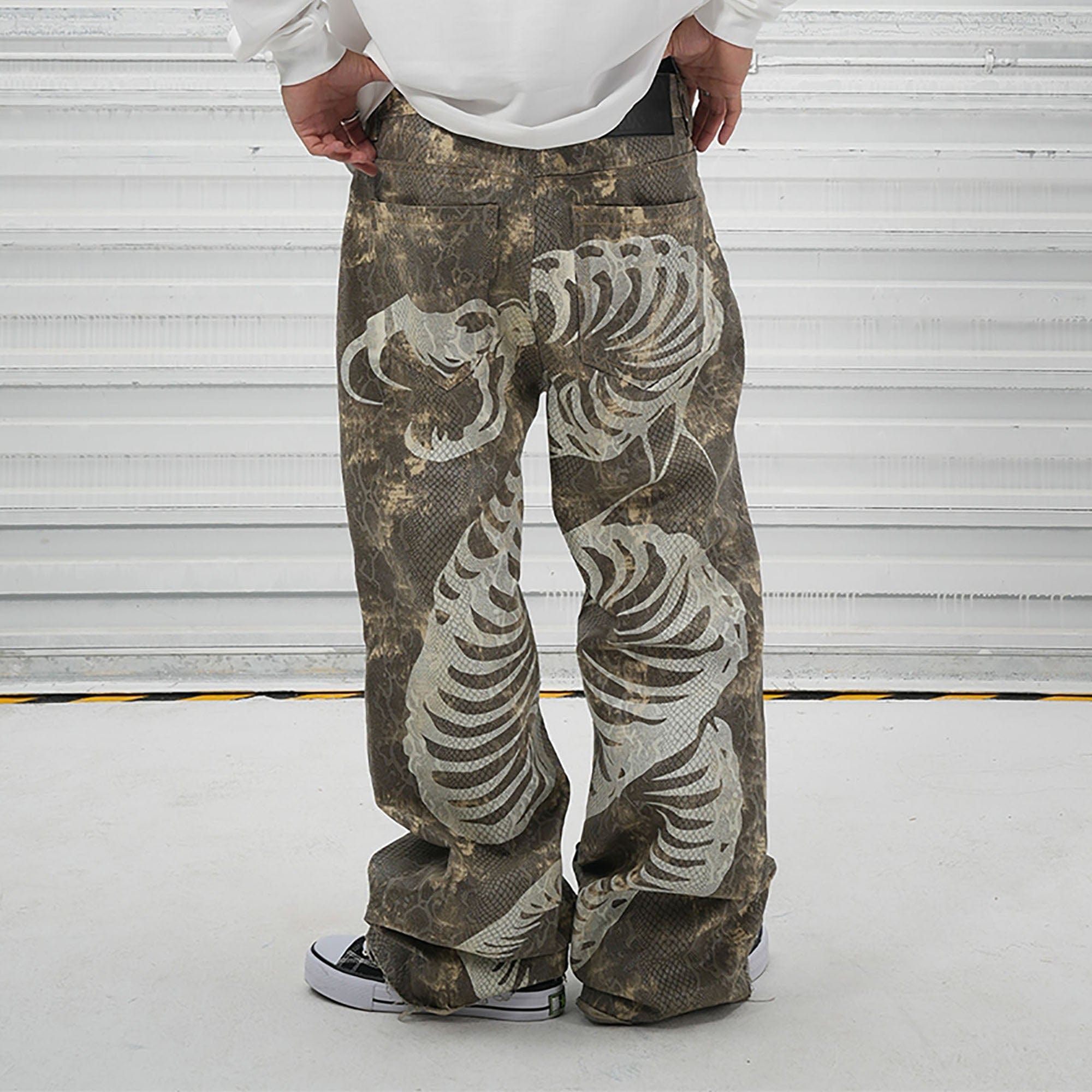 VINKID Snakeskin Waxed Baggy Pants, premium urban and streetwear designers apparel on PROJECTISR.com, VINKID