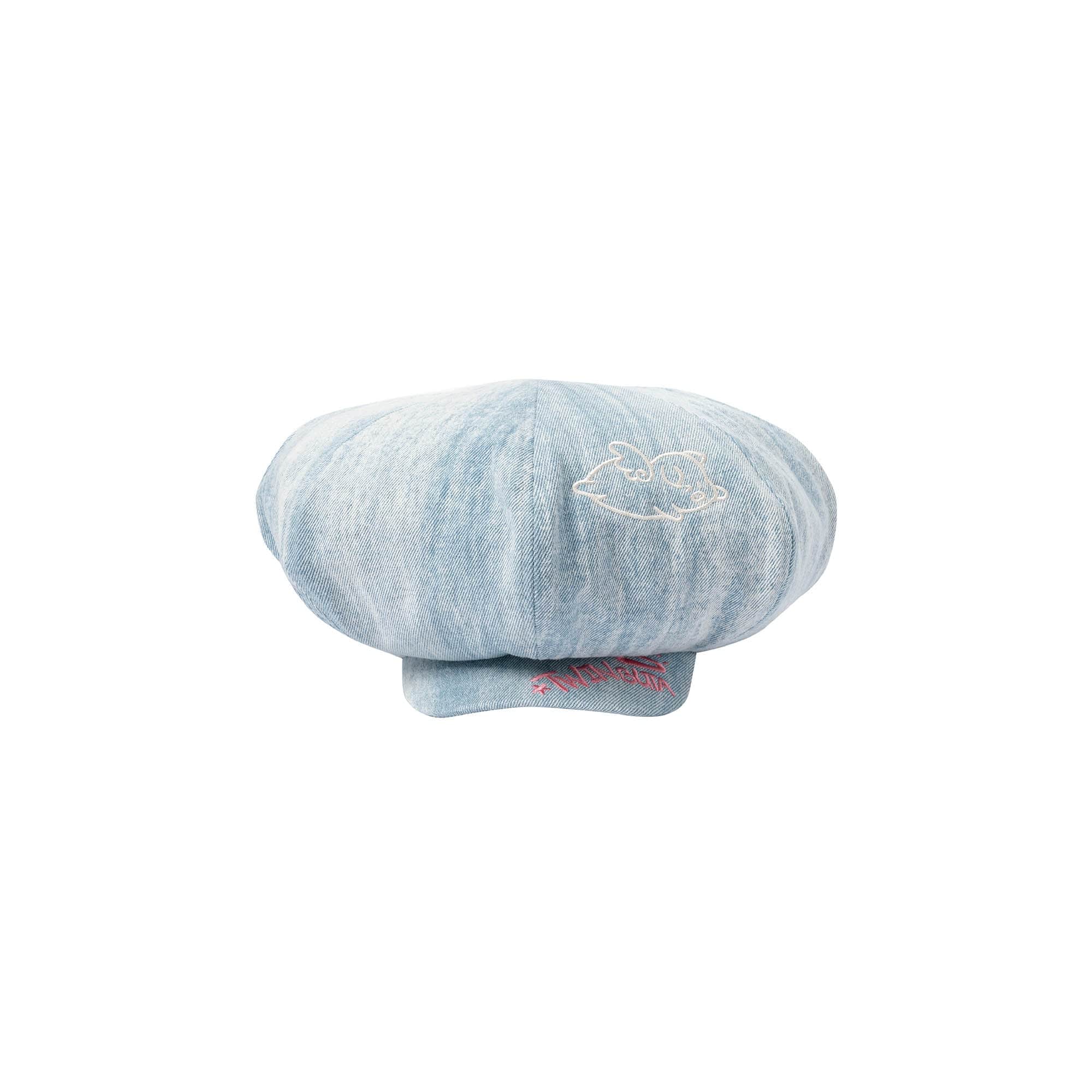 TWINBUTA Washed Embroidered Denim Newsboy Cap