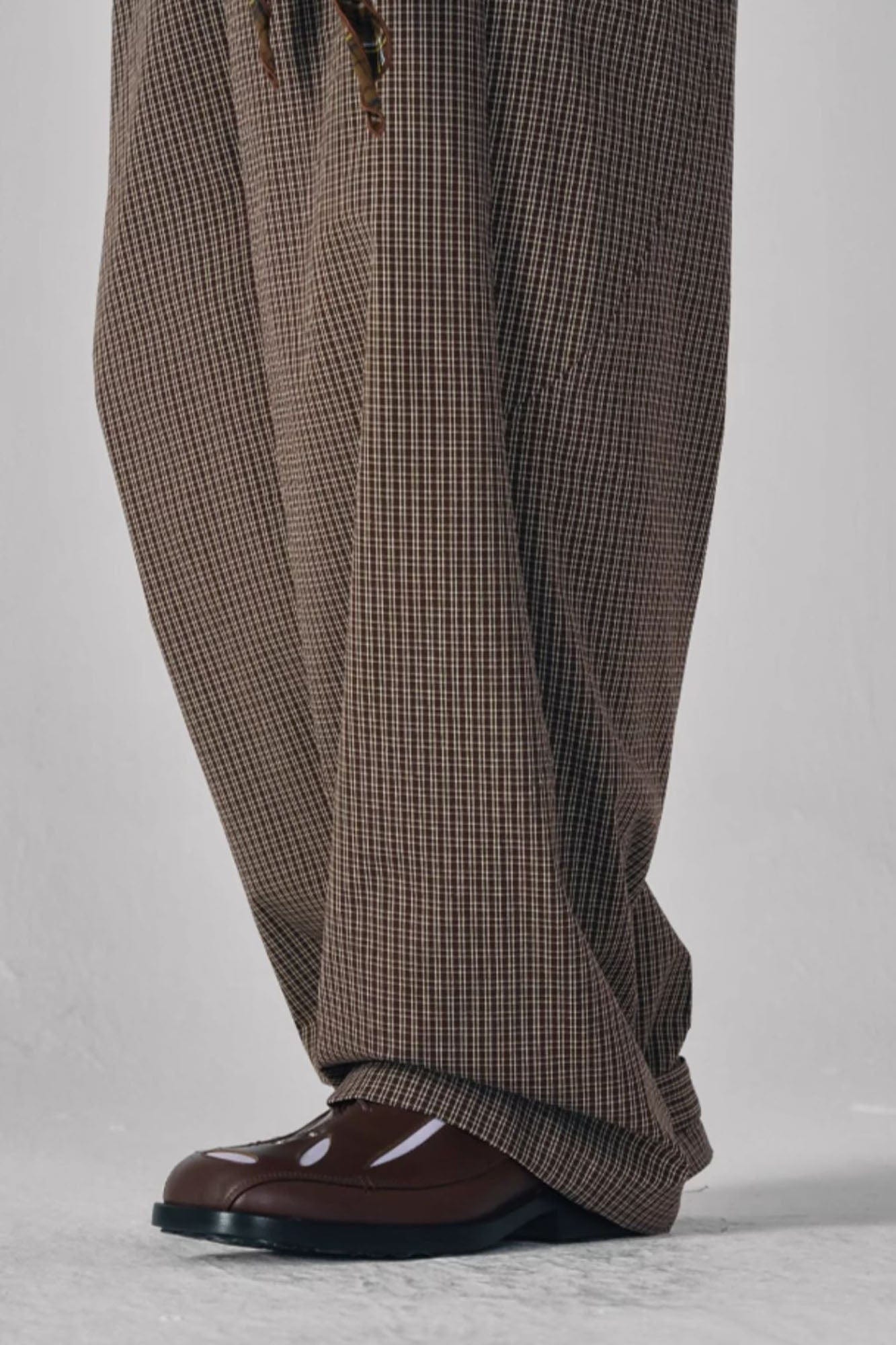 GONGHE REPUB Retro Paid Spliced Wide-Leg Pants, premium urban and streetwear designers apparel on PROJECTISR.com, GONGHE REPUB