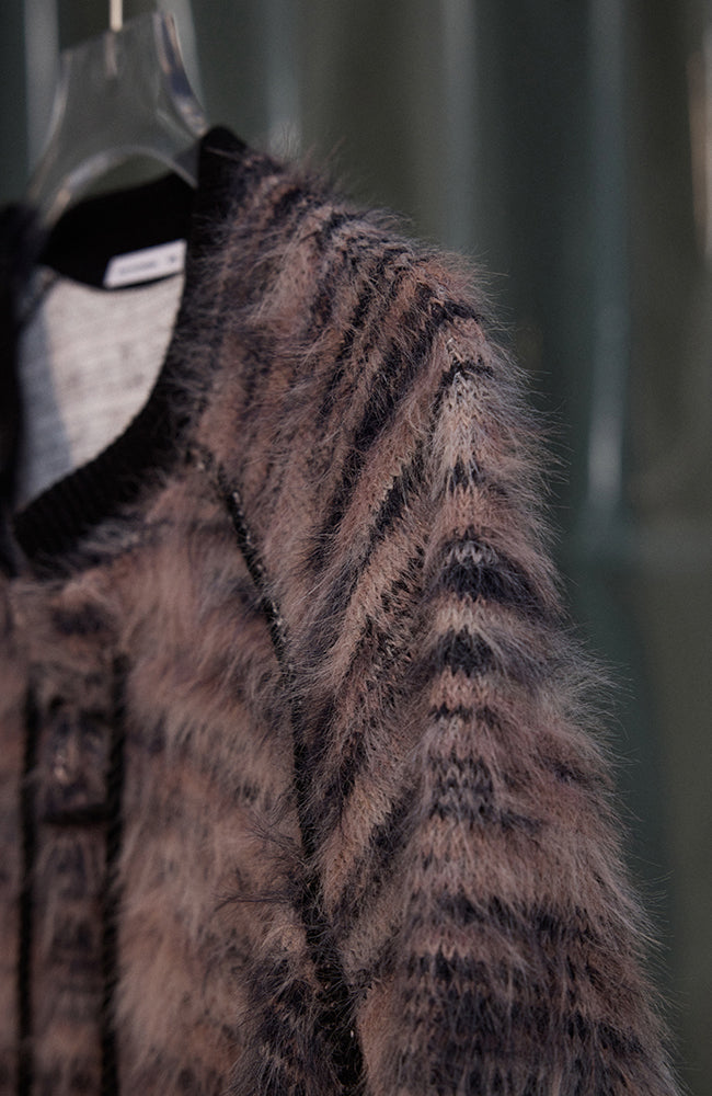 RECOVER ZONE Striped Mohair Drawstring Sweater