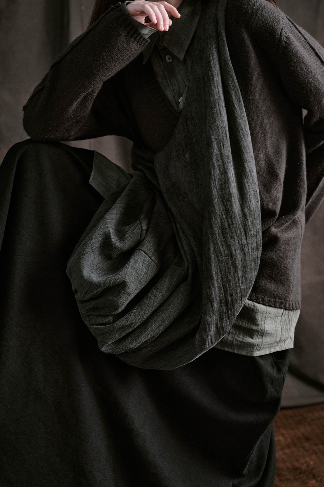 ILNya Nieternite Nifutur Draped Crescent Oversized Tote, premium urban and streetwear designers apparel on PROJECTISR.com, ILNya Nieternite Nifutur