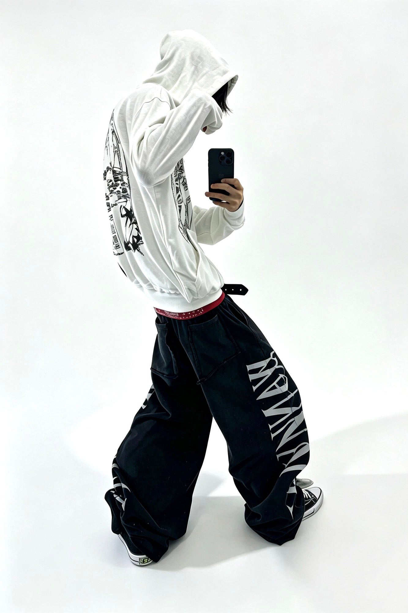 SAXGENWON Dreamcore Thorn Full-Print Zip-Up Hoodie