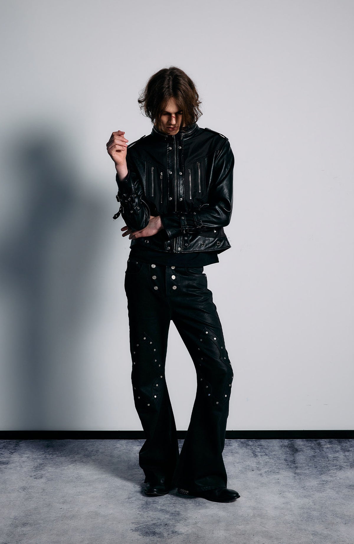PAIKI Strapped Structured Slim Biker Jacket