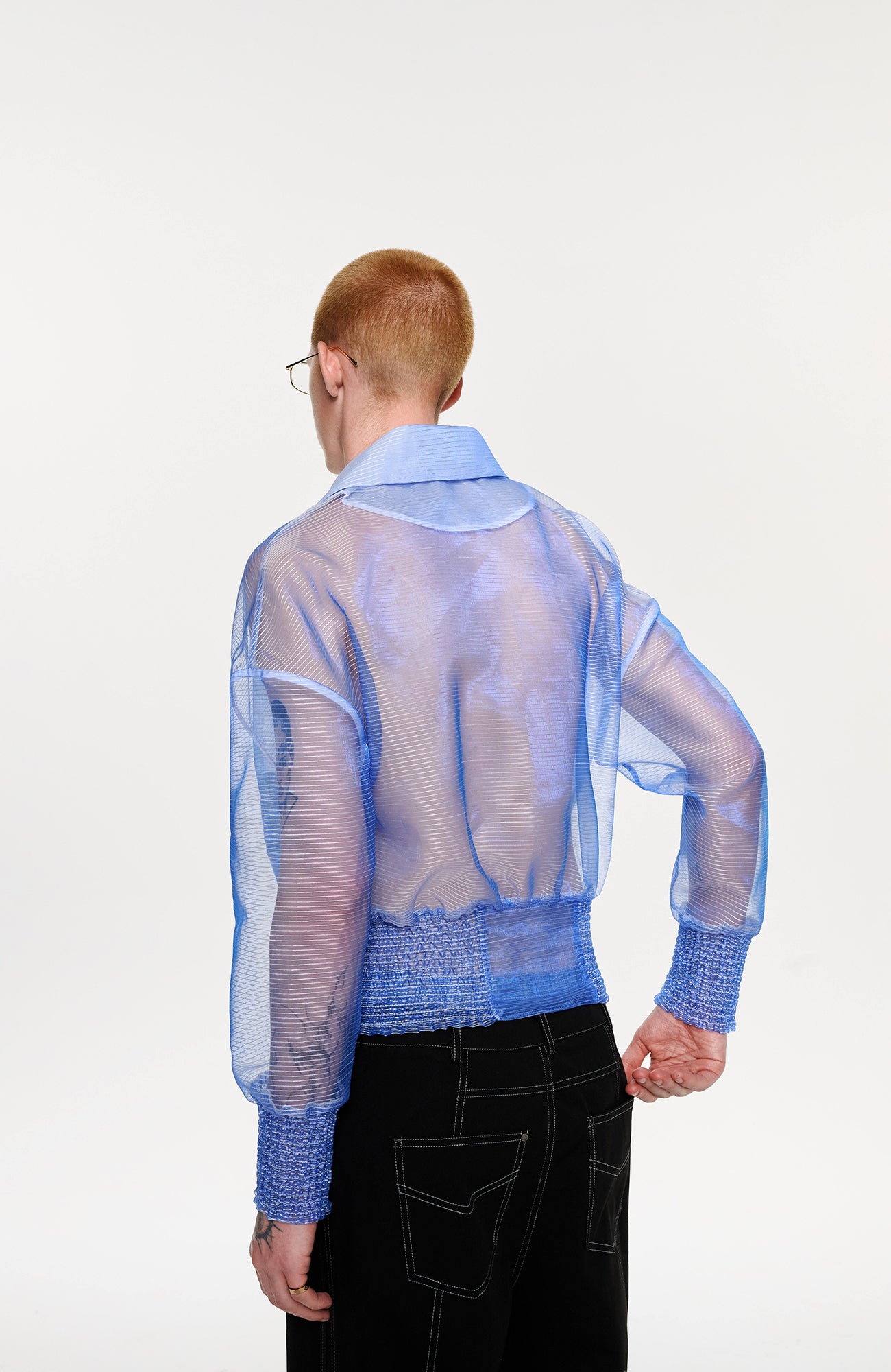 TIWILLTANG Sheer Zip-Up Cropped Jacket
