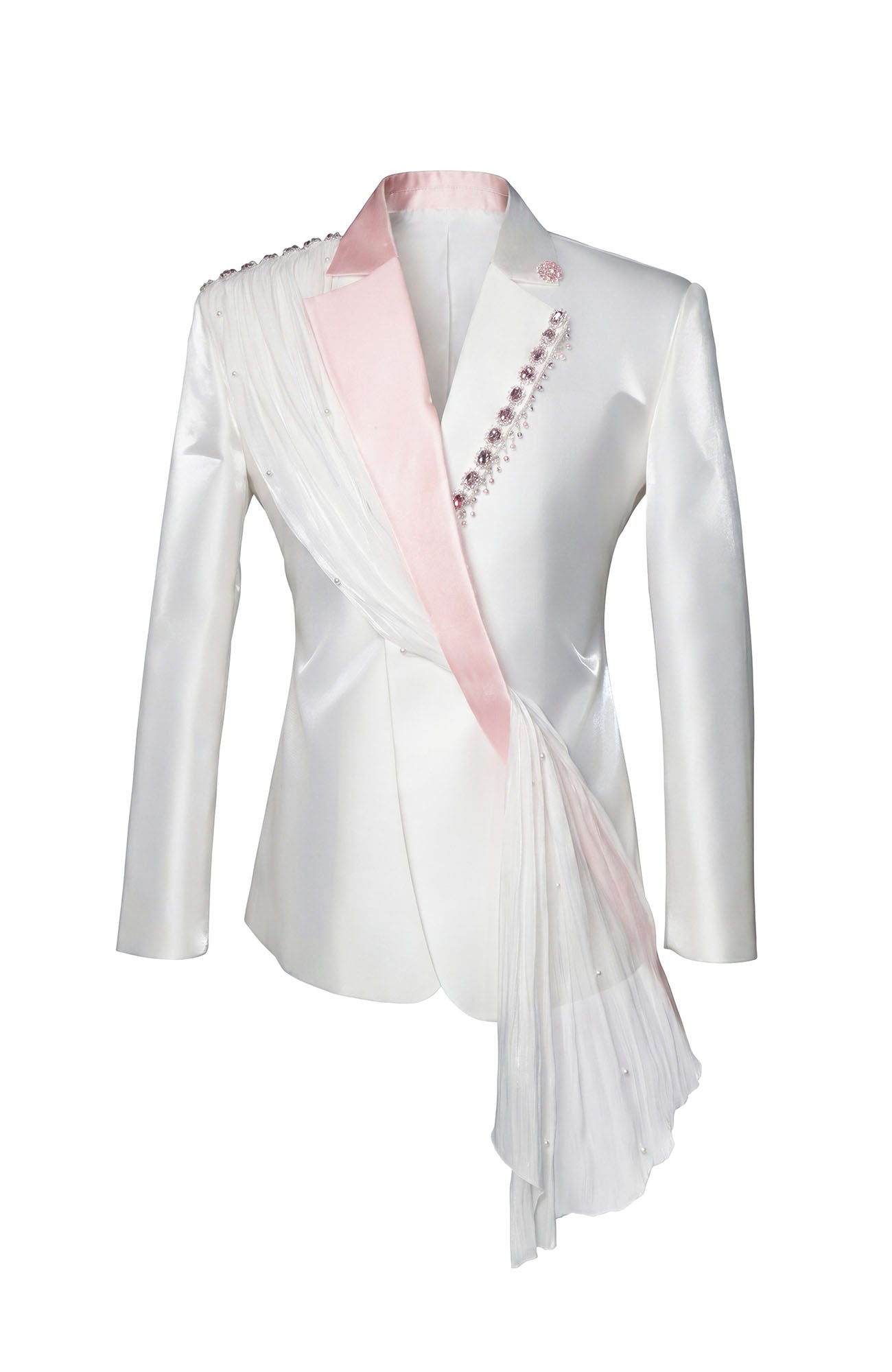 SHANG JIE Asymmetric Draped Tuxedo Blazer