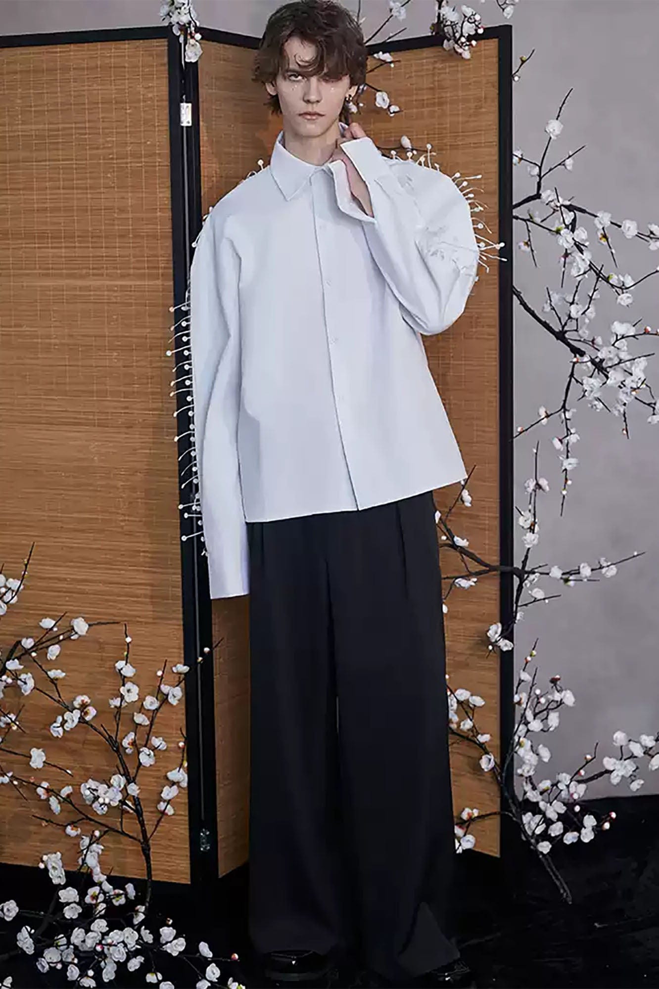 JIECHI Spiked Embellished Oversized Shirt, premium urban and streetwear designers apparel on PROJECTISR.com, JIECHI