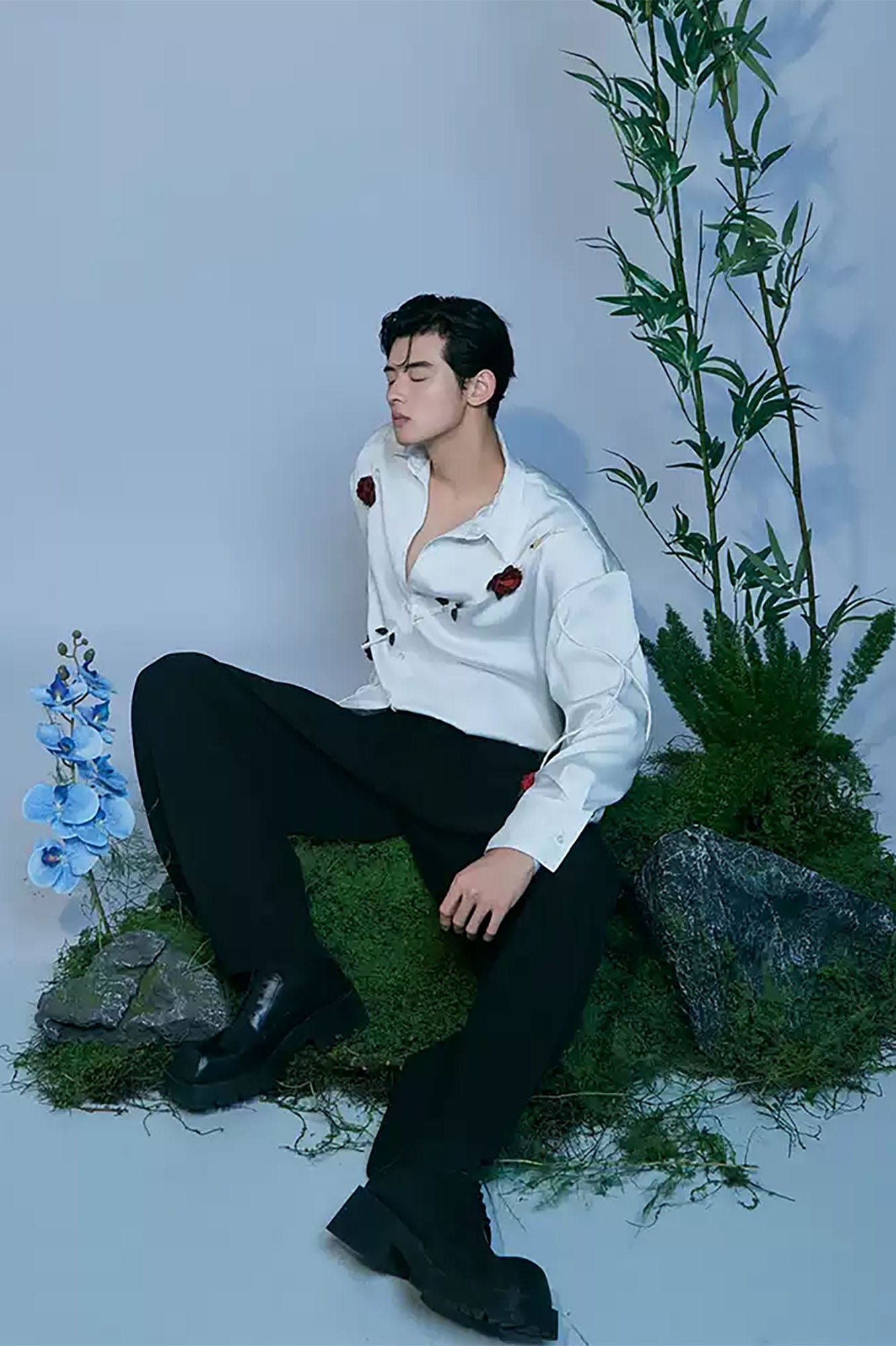JIECHI Bamboo Tassel Embroidered Mandarin Shirt, premium urban and streetwear designers apparel on PROJECTISR.com, JIECHI