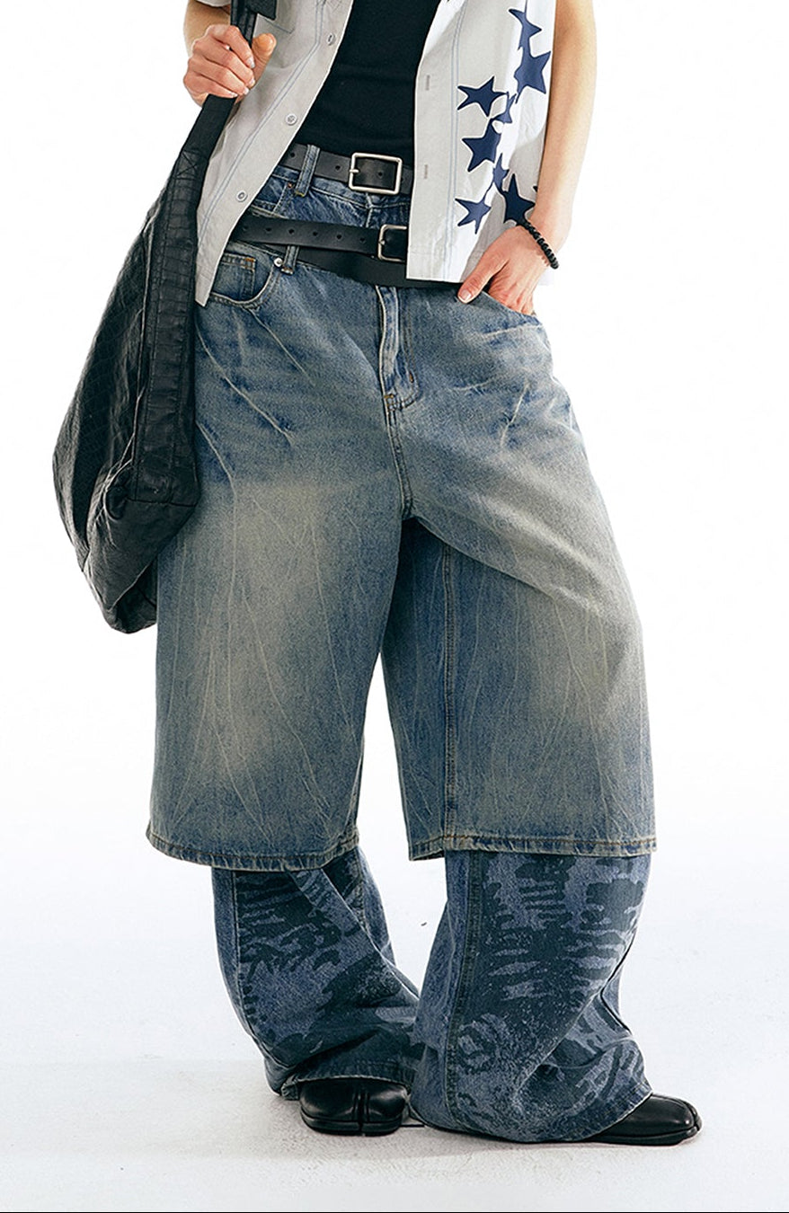 1997 POSTOFFICE Washed Wide-Leg Denim Shorts, premium urban and streetwear designers apparel on PROJECTISR.com, 1997 POSTOFFICE