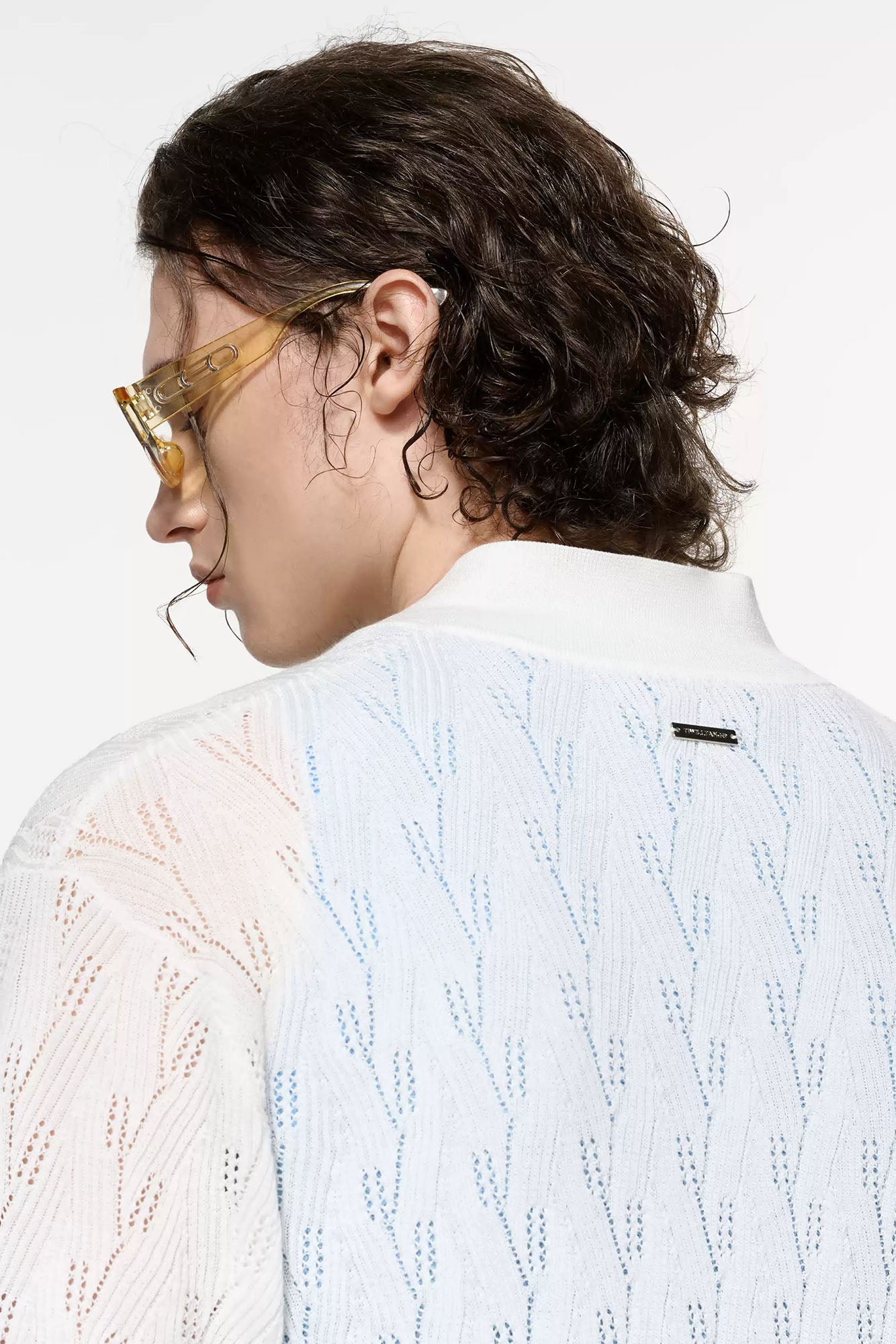 TIWILLTANG Pointelle Knit Polo Half Shirt