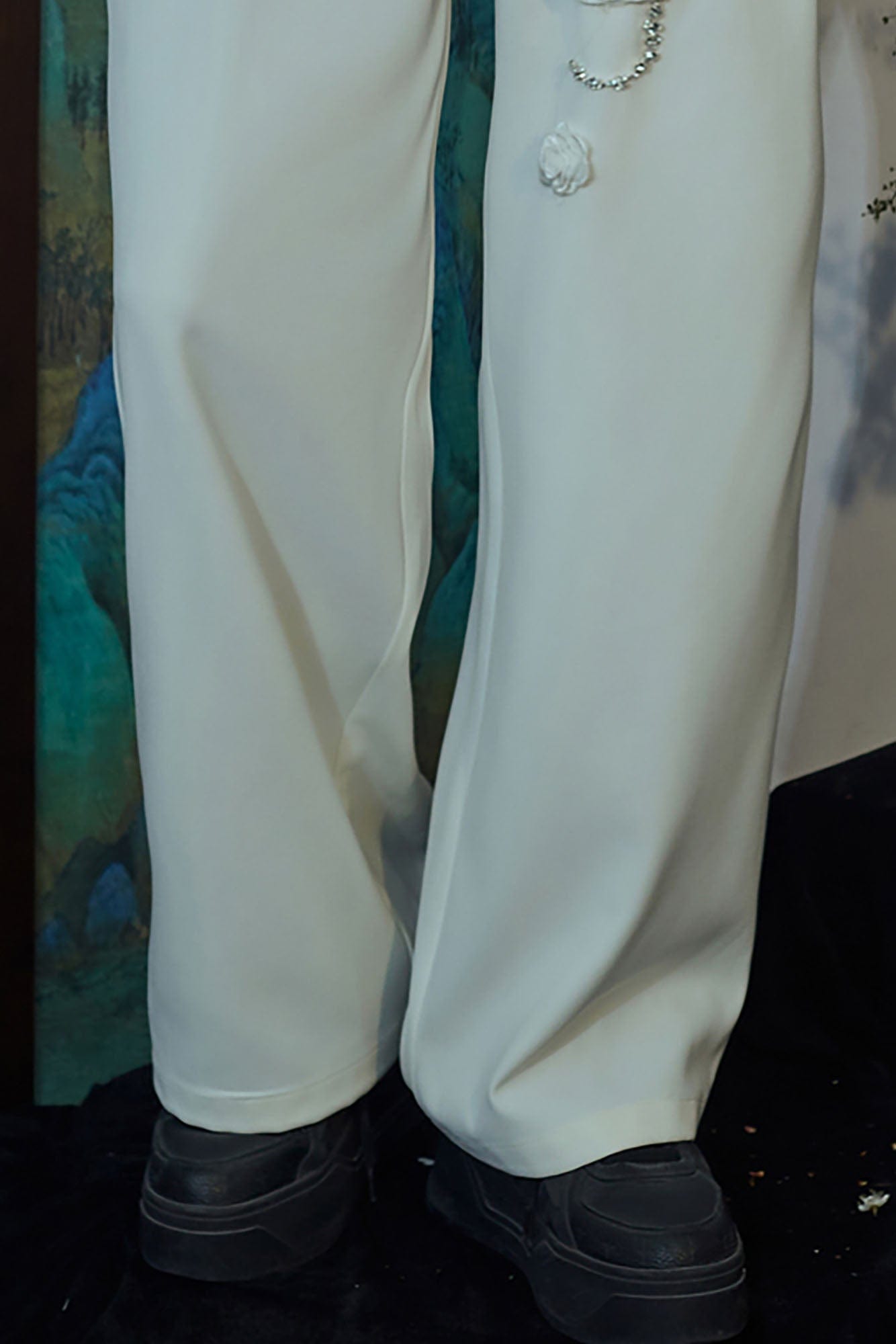 JIECHI Vine Rose Embroidered Trousers, premium urban and streetwear designers apparel on PROJECTISR.com, JIECHI