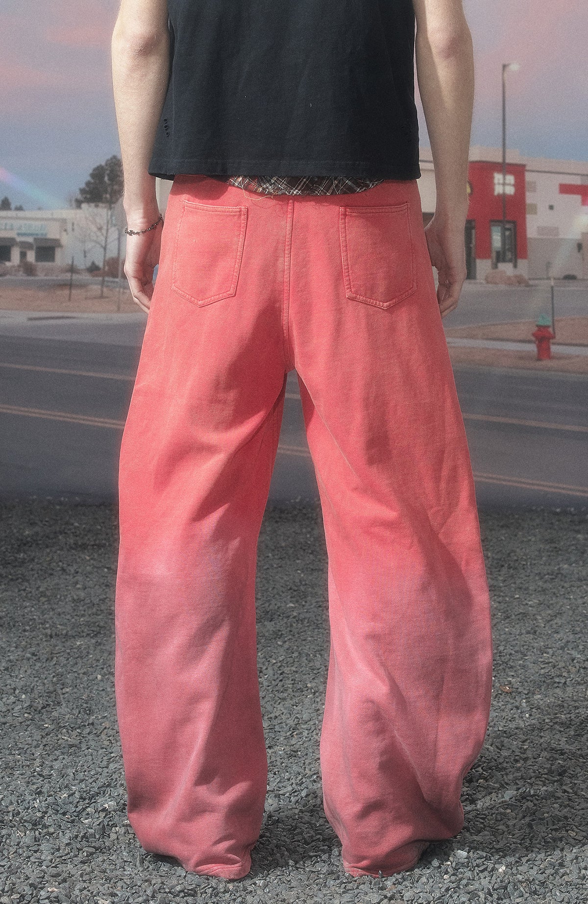 KLICK CLAK Paint-Splattered Graphic Curved Sweatpants