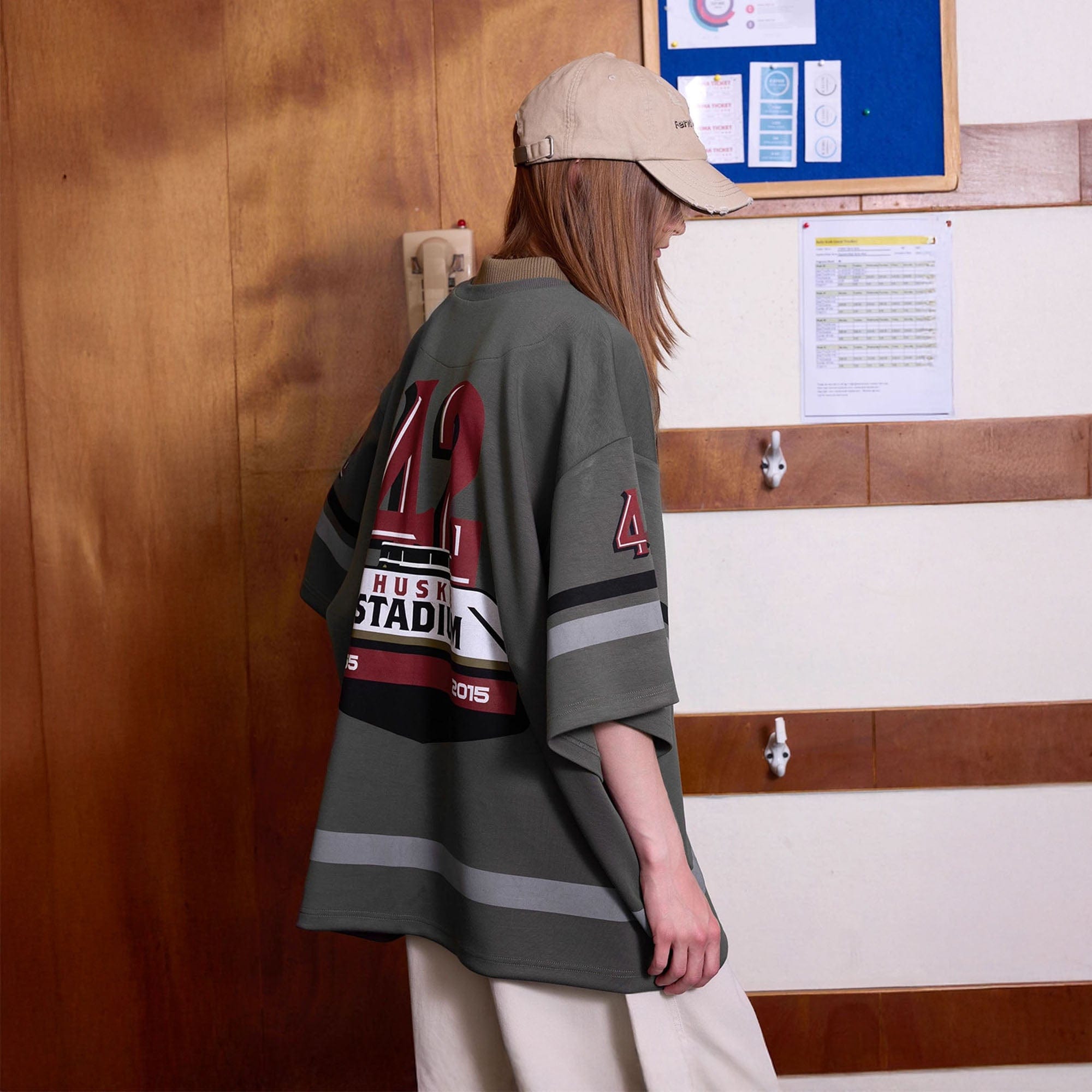 ERROR CODE ROBOT Varsity Layered Collar Oversized Huskie Tee, premium urban and streetwear designers apparel on PROJECTISR.com, ERROR CODE ROBOT