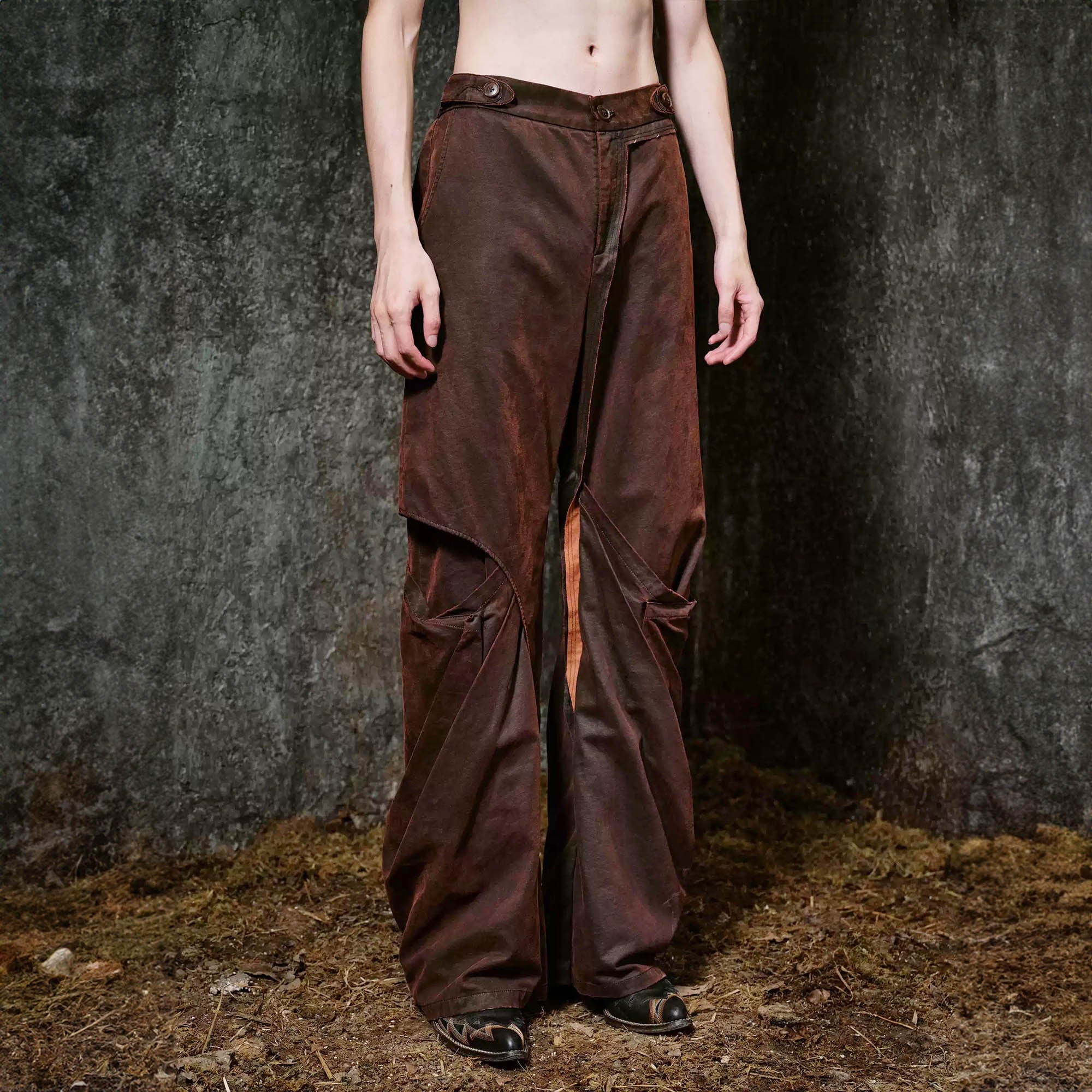 ILNya Nieternite Nifutur Weathered Coated Deconstructed Trousers, premium urban and streetwear designers apparel on PROJECTISR.com, ILNya Nieternite Nifutur