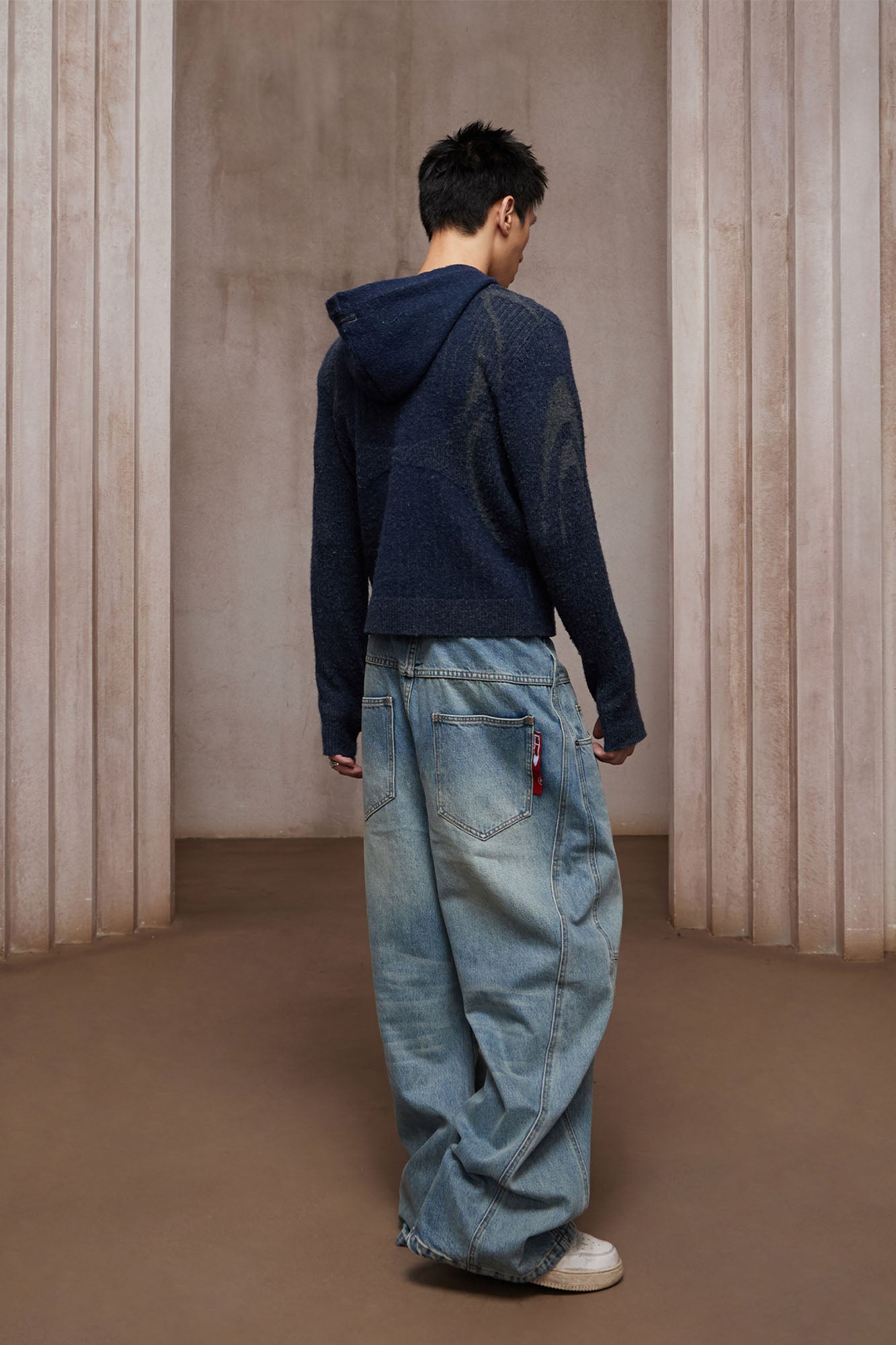 DND4DES Contrast Wool-Blend Hooded Zip Cardigan