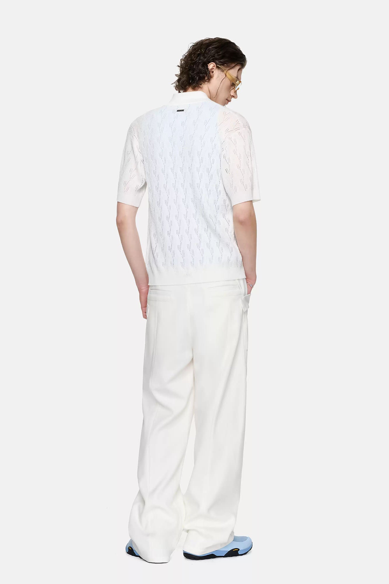 TIWILLTANG Paneled Zipper-Hem Wide-Leg Pants White
