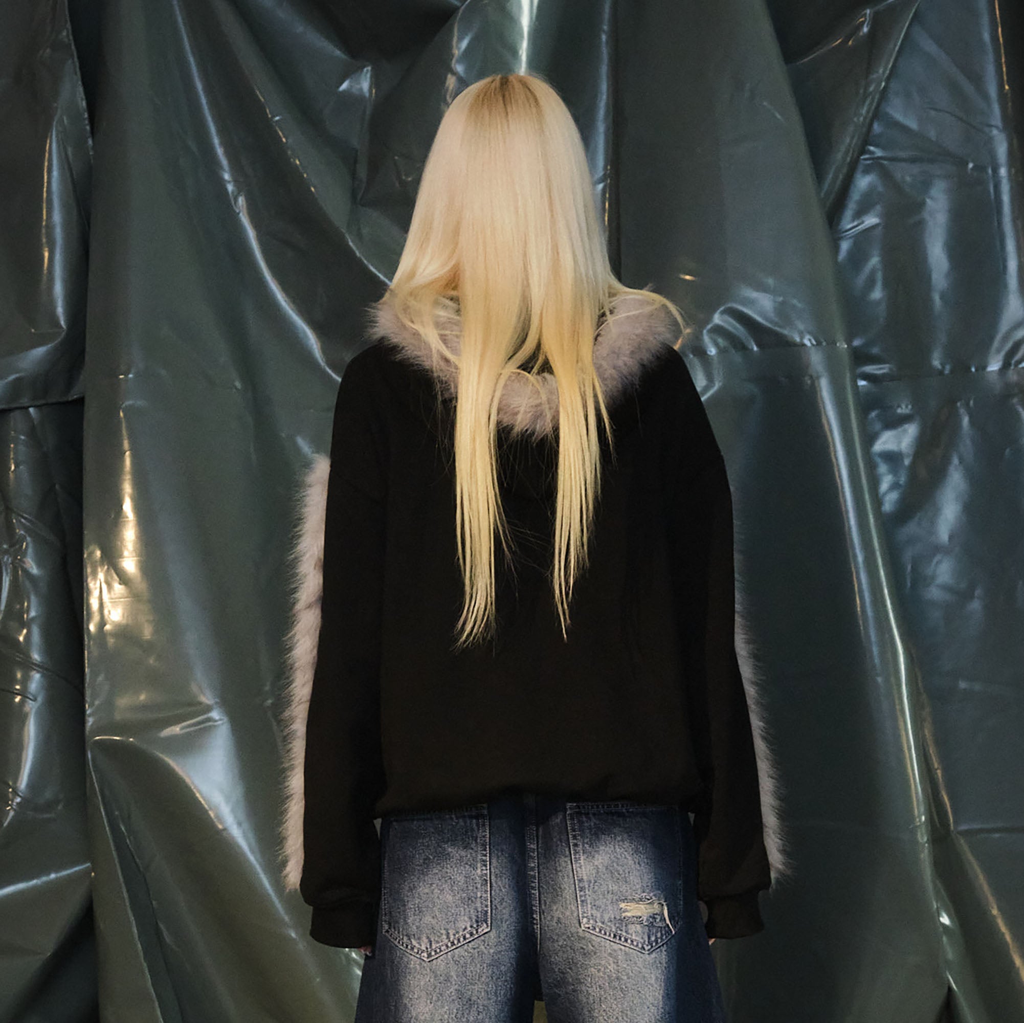 RECOVER ZONE Faux Fur Trim Graphic Zip-Up Hoodie