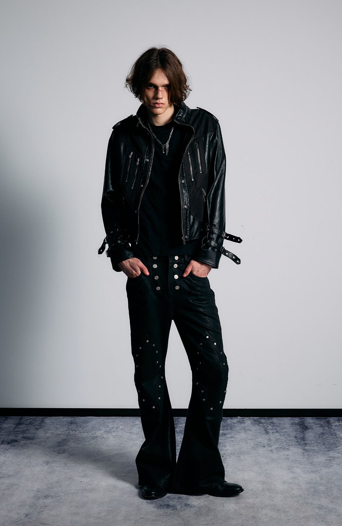 PAIKI Strapped Structured Slim Biker Jacket