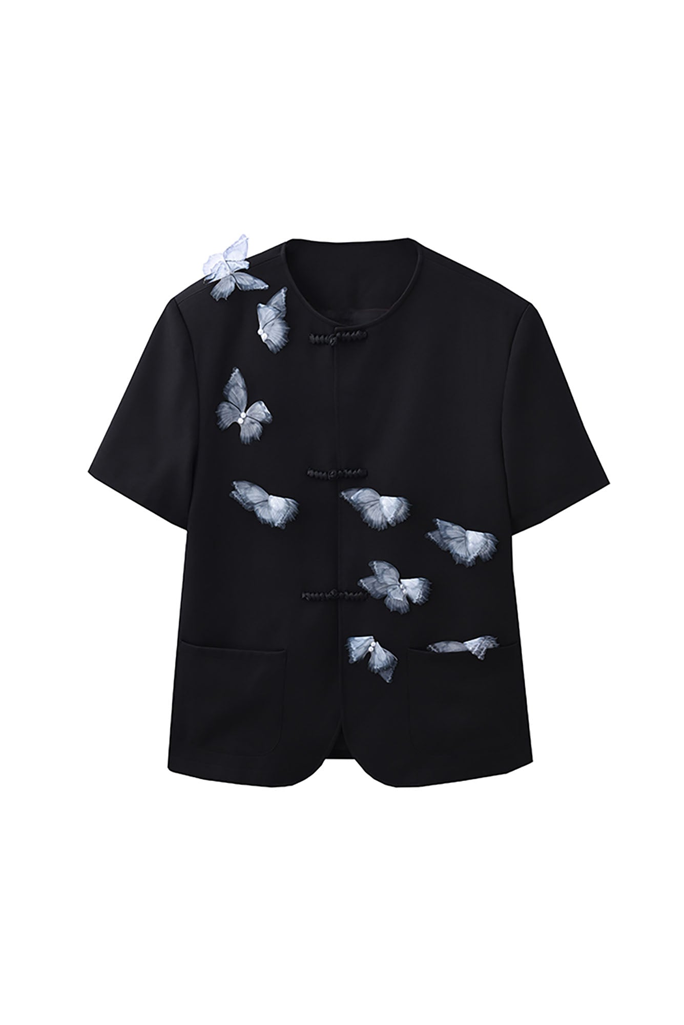 JIECHI Flying Butterfly Frog Button T-Shirt, premium urban and streetwear designers apparel on PROJECTISR.com, JIECHI