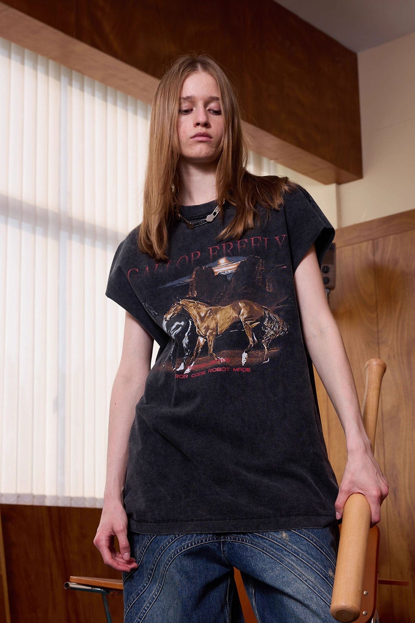 ERROR CODE ROBOT Distressed Animal-Print Sleeveless Tee, premium urban and streetwear designers apparel on PROJECTISR.com, ERROR CODE ROBOT