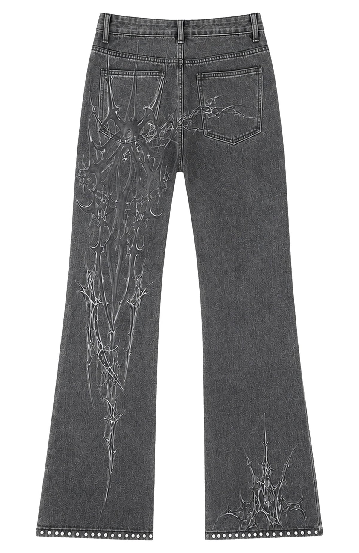 PAIKI Studded Washed Straight-Leg Jeans