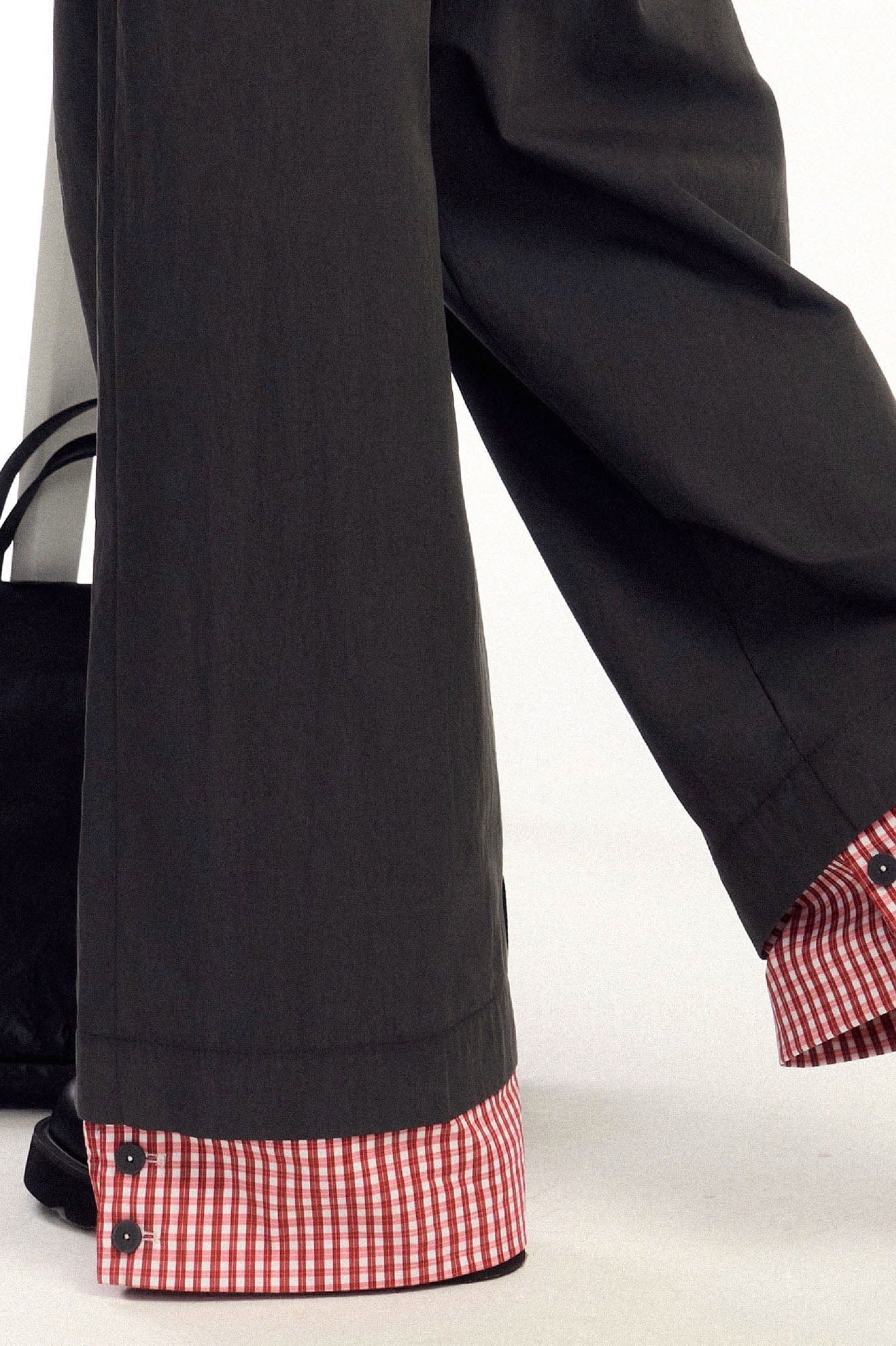 OIPWORD Asymmetrical Waist Faux-Layered Wide-Leg Pants, premium urban and streetwear designers apparel on PROJECTISR.com, OIPWORD