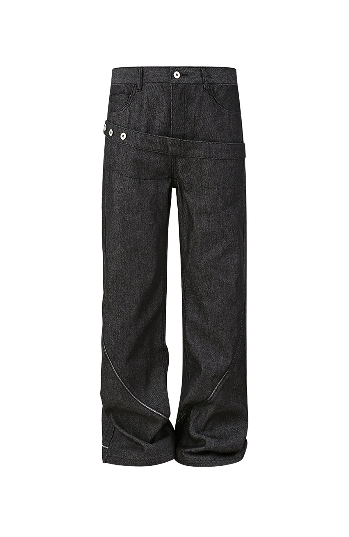 KREATE Double-Waistband Raw Denim Straight-Leg Jeans