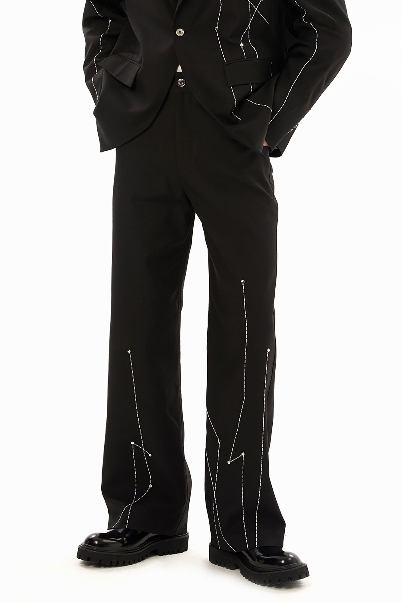TIWILLTANG Rivet Stitch Embroidered Straight-Leg Pants