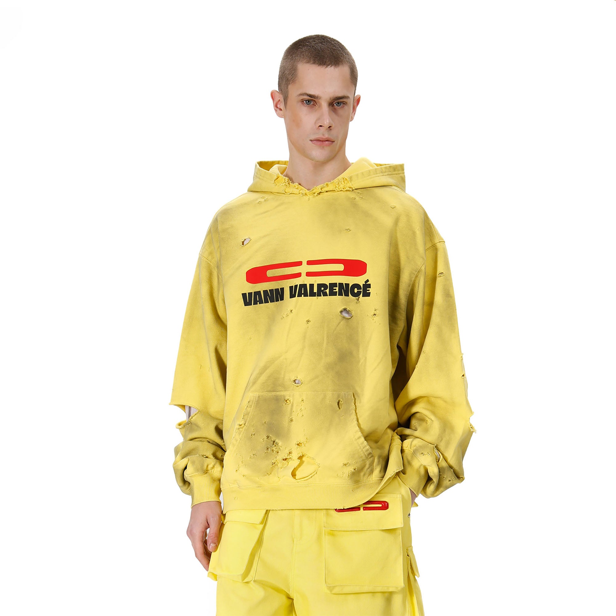 VANN VALRENCE Washed Reversible Distressed Hoodie, premium urban and streetwear designers apparel on PROJECTISR.com, VANN VALRENCE