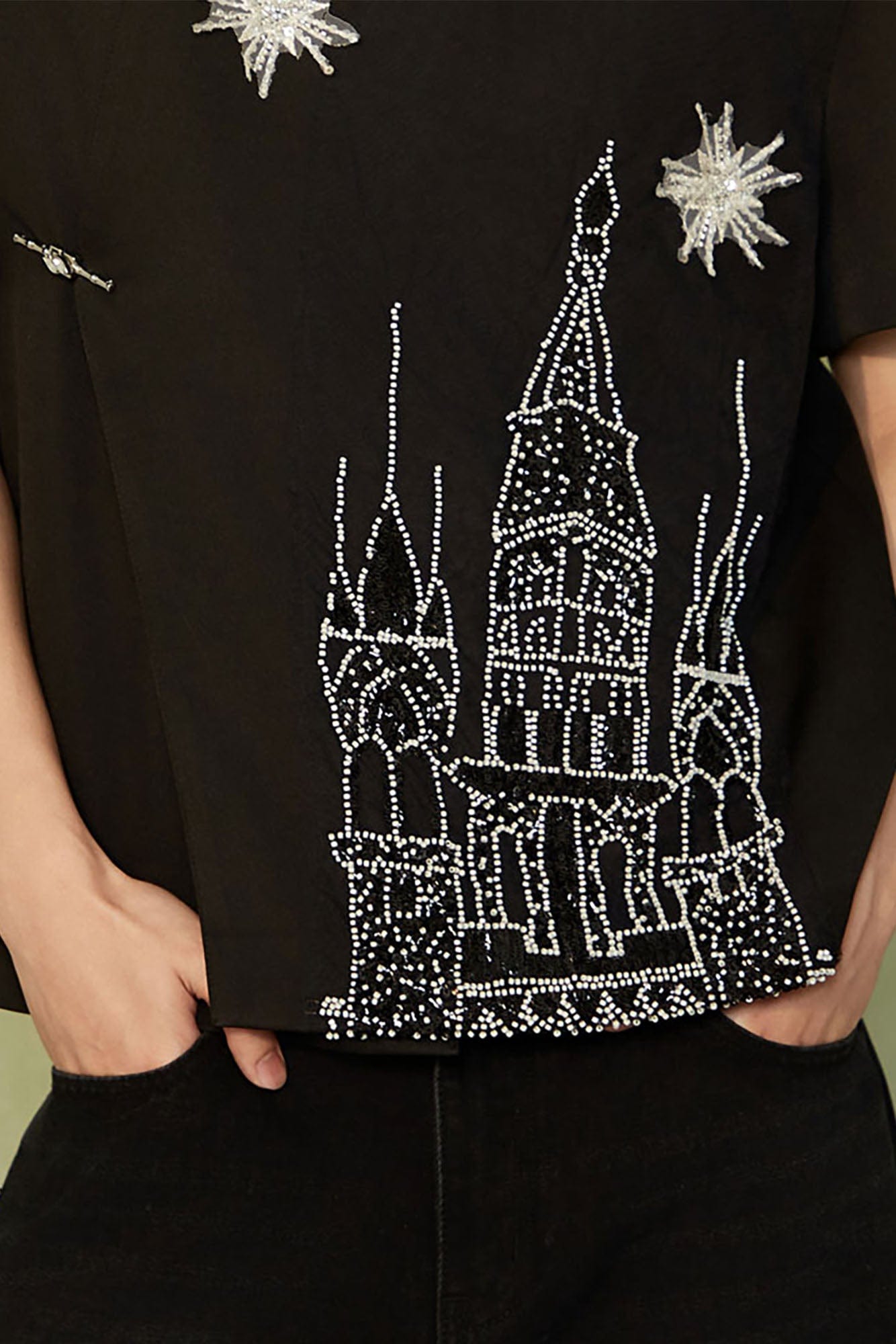 JIECHI Starry Castle Embellished T-Shirt, premium urban and streetwear designers apparel on PROJECTISR.com, JIECHI