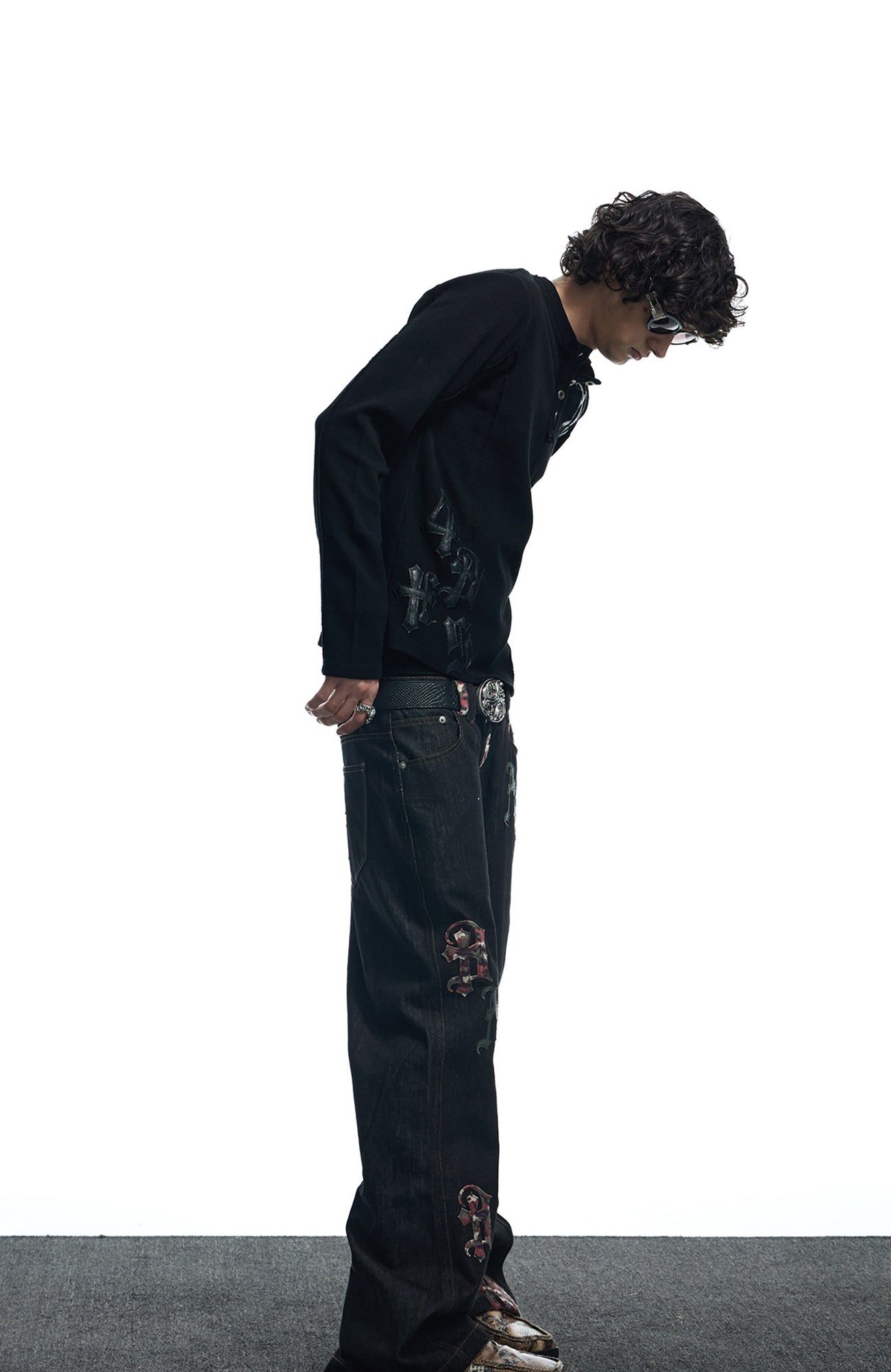 DND4DES Waffle-Knit Gothic Henley Long-Sleeve Tee, premium urban and streetwear designers apparel on PROJECTISR.com, DND4DES