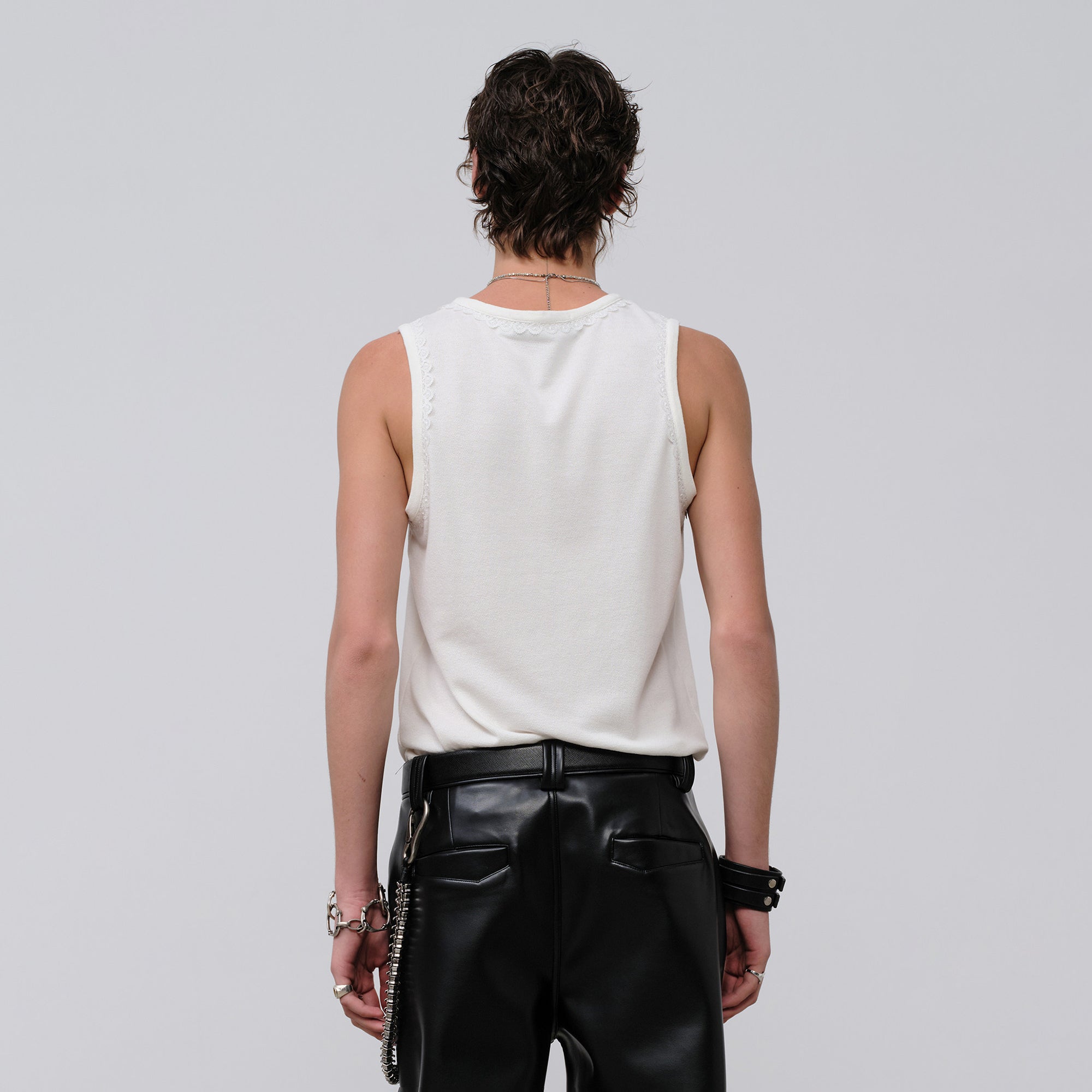 FACEONLAB Lace Trim Gothic Letters Sleeveless Tank