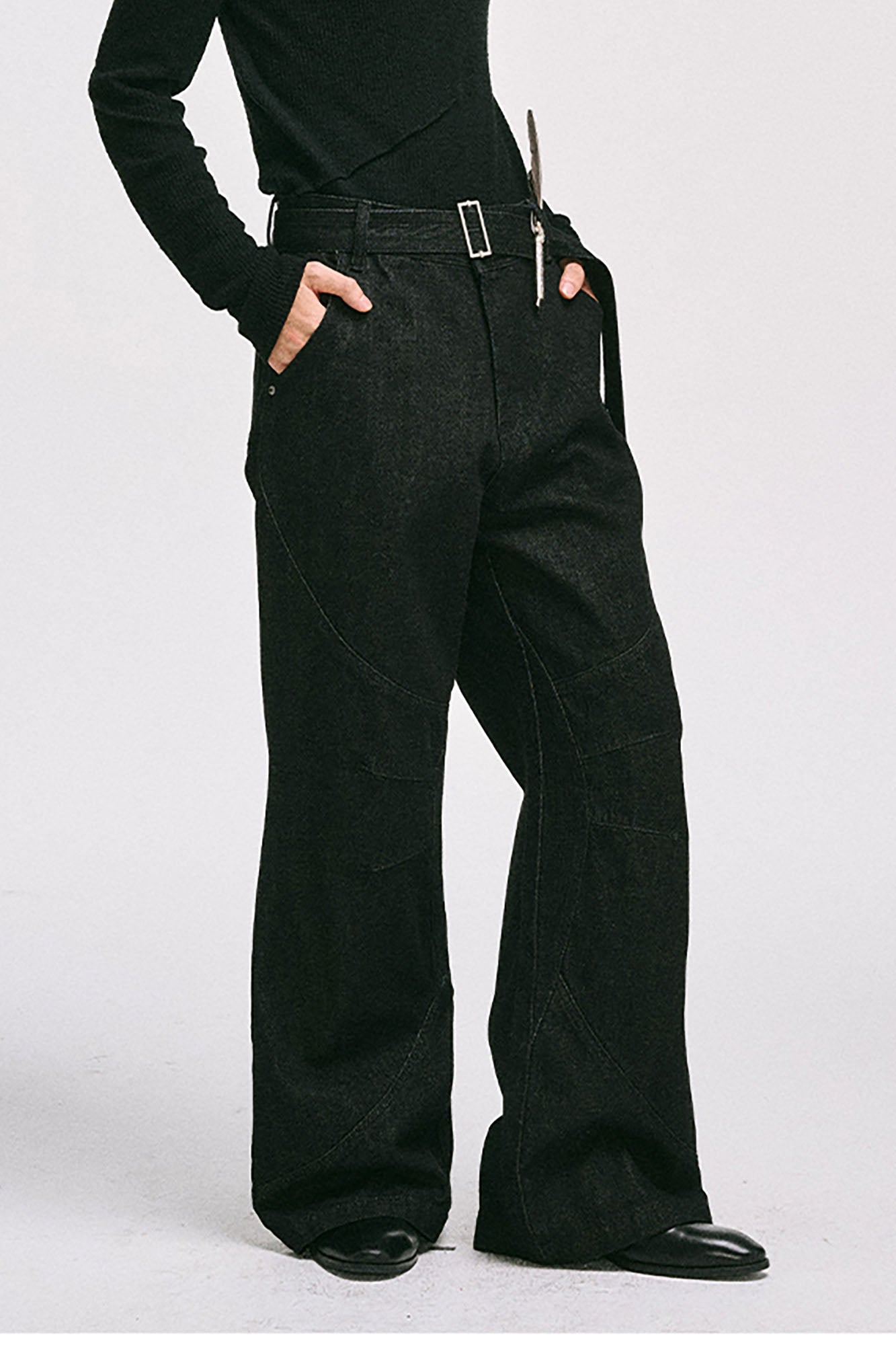 CATSSTAC Essential Panel Belt Wide-Leg Jeans, premium urban and streetwear designers apparel on PROJECTISR.com, CATSSTAC