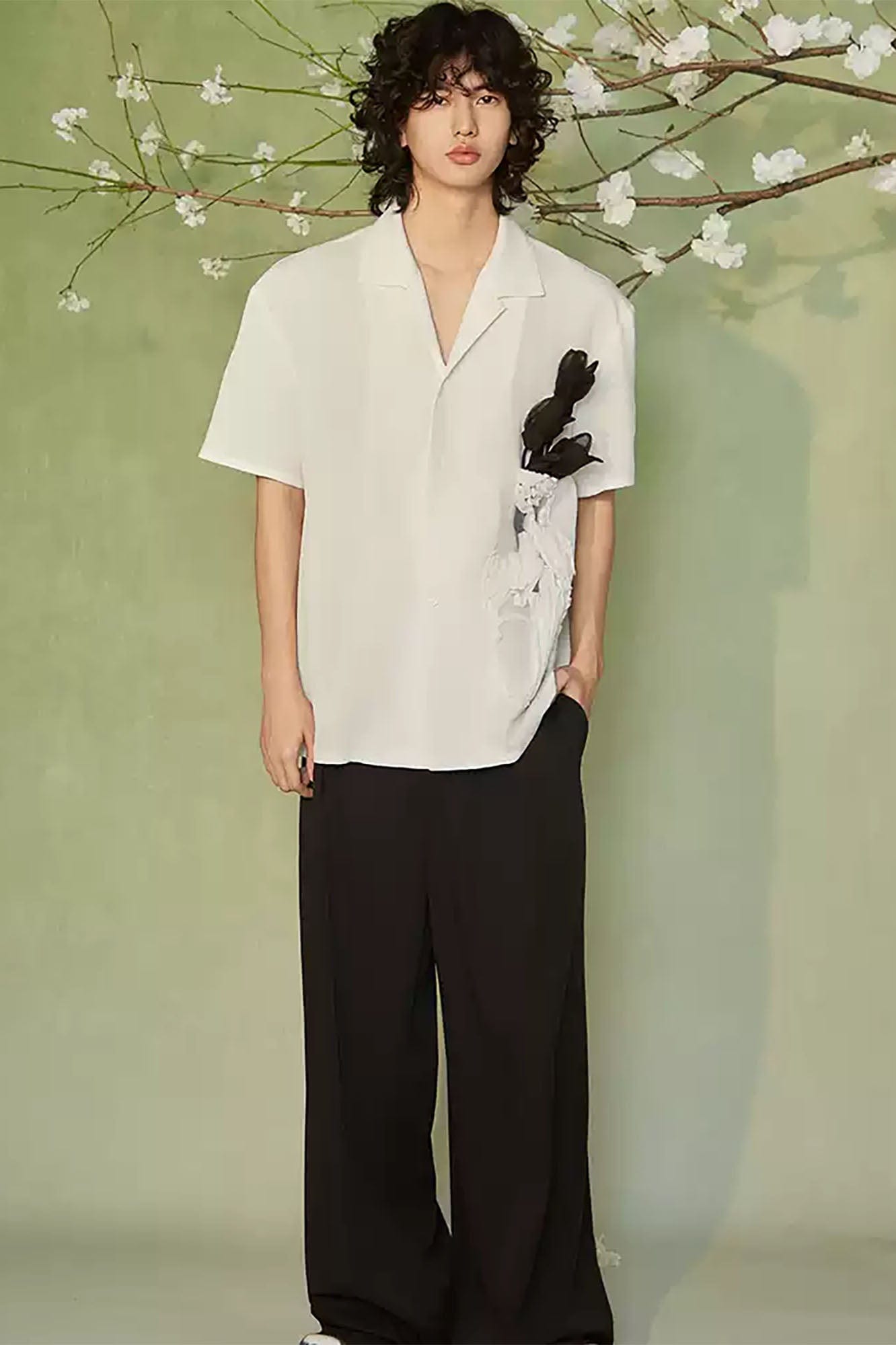 JIECHI Bottled Bloom Sheer Half Shirt, premium urban and streetwear designers apparel on PROJECTISR.com, JIECHI