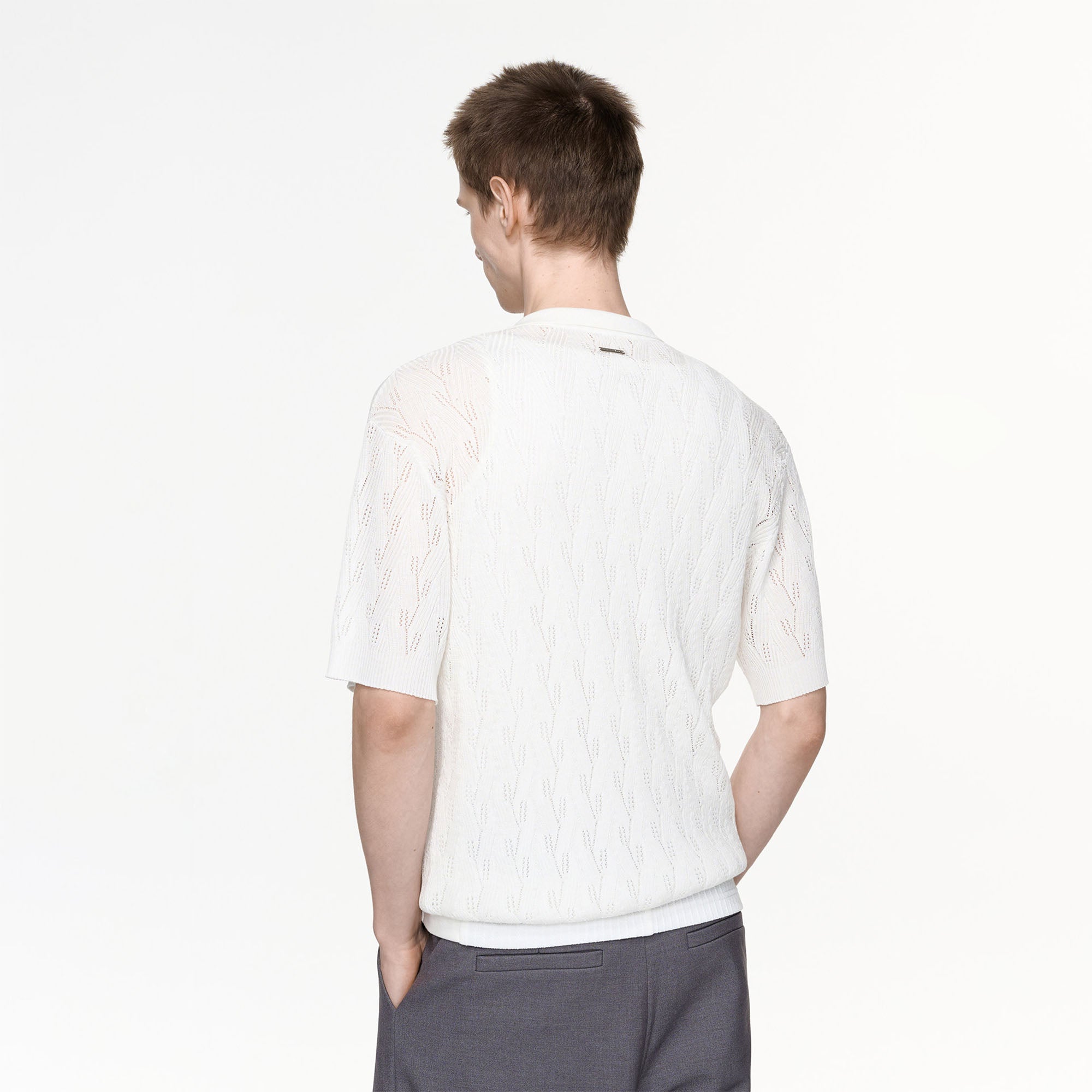 TIWILLTANG Pointelle Knit Polo Half Shirt
