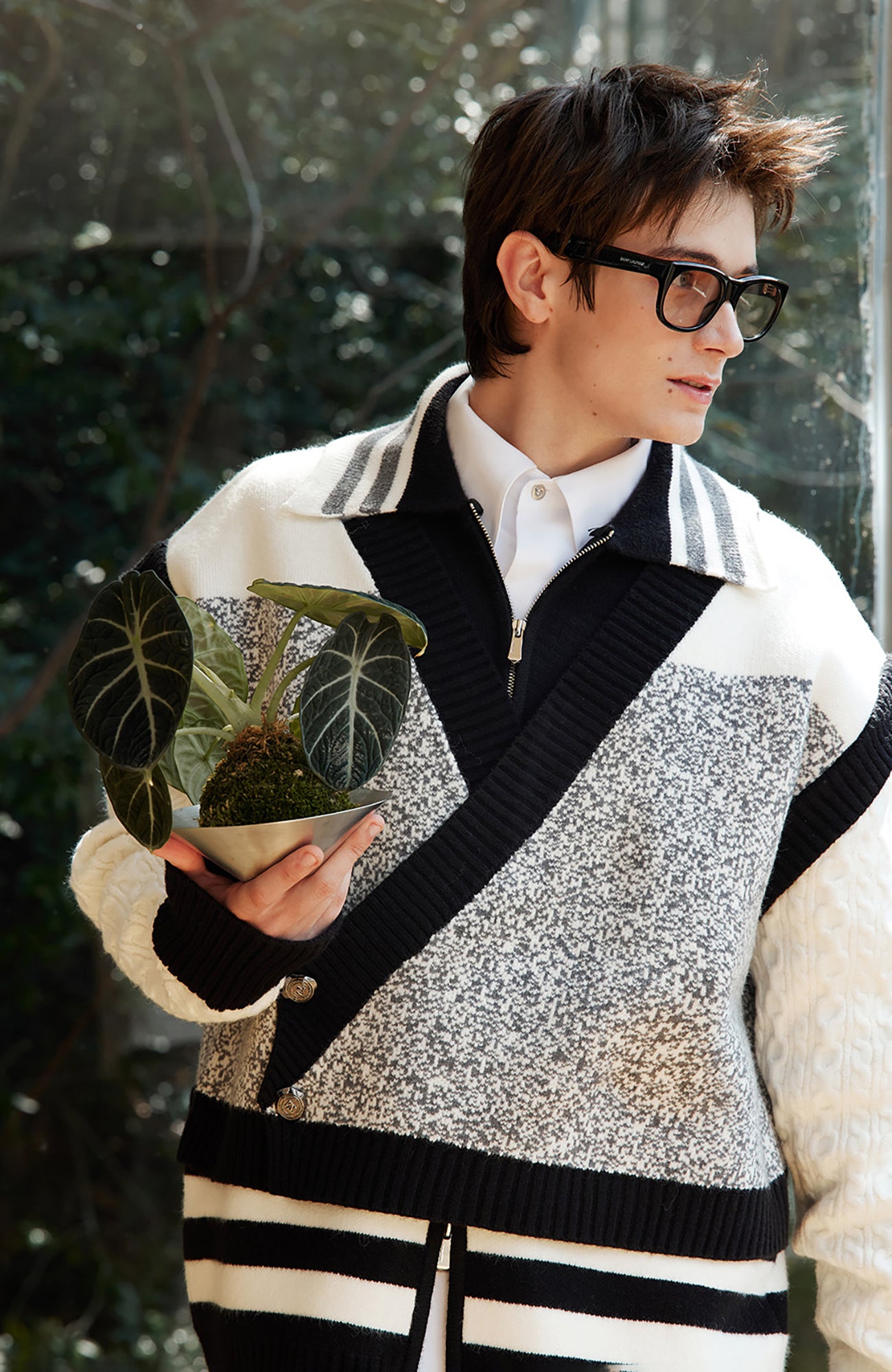 TIWILLTANG Asym Wrap Stripe-Collar Pullover, premium urban and streetwear designers apparel on PROJECTISR.com, TIWILLTANG