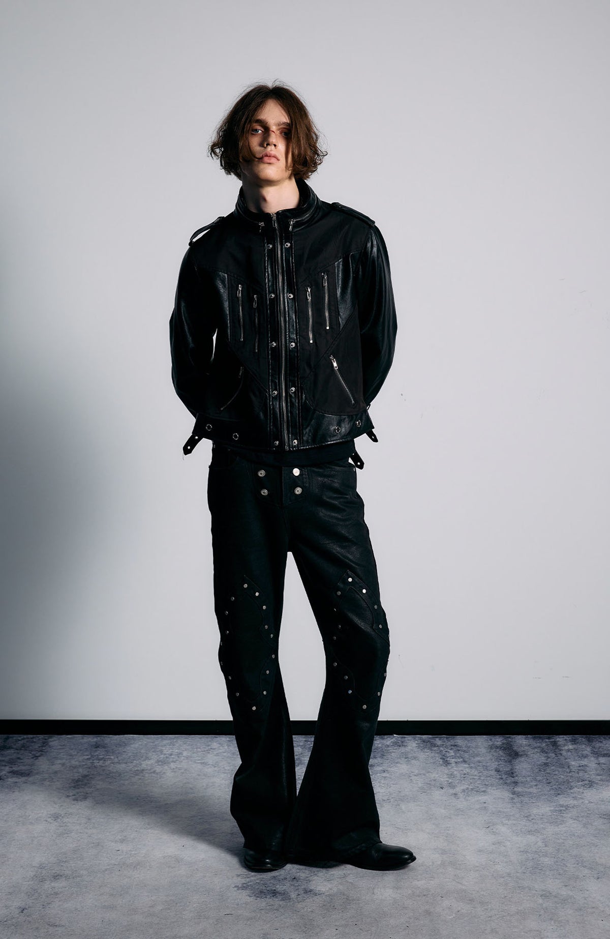 PAIKI Strapped Structured Slim Biker Jacket