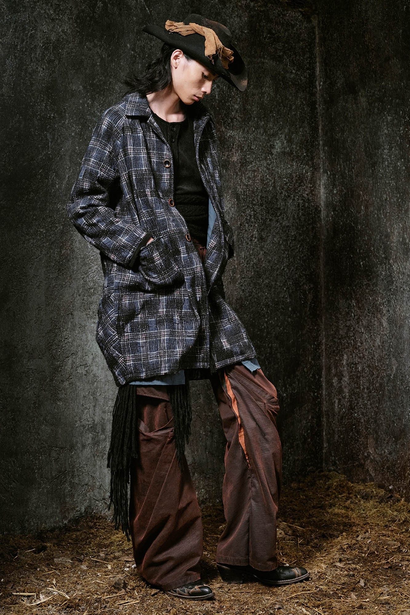 ILNya Nieternite Nifutur Weathered Coated Deconstructed Trousers, premium urban and streetwear designers apparel on PROJECTISR.com, ILNya Nieternite Nifutur