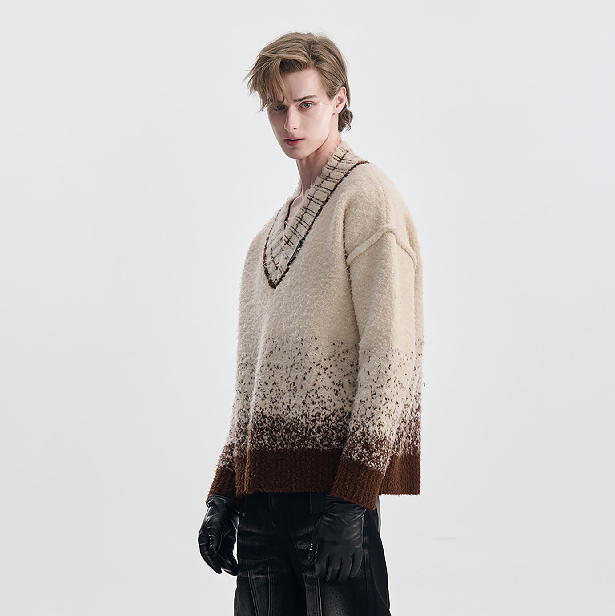 TIWILLTANG Gradient Wool V-Neck Sweater, premium urban and streetwear designers apparel on PROJECTISR.com, TIWILLTANG