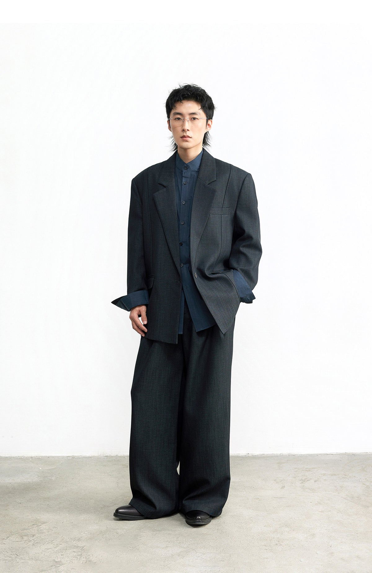SAMMOKONPA Retro Double-Pleat Wide-Leg Trousers