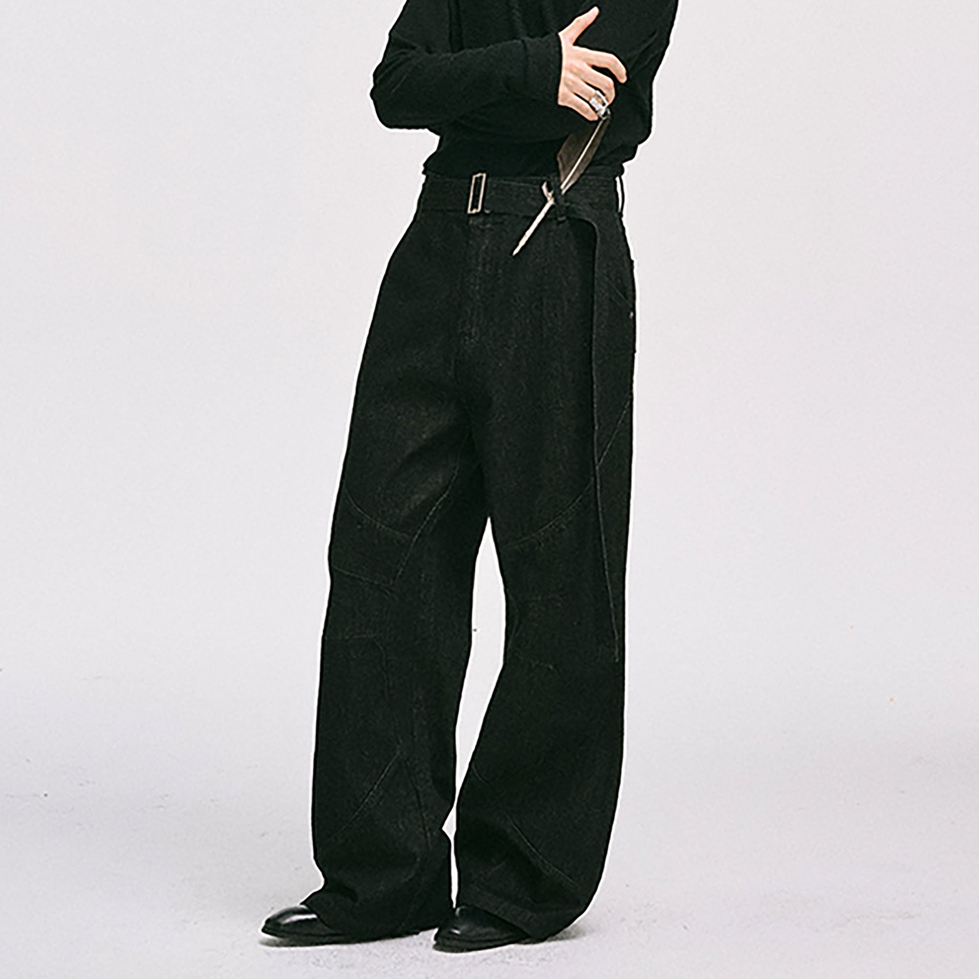 CATSSTAC Essential Panel Belt Wide-Leg Jeans, premium urban and streetwear designers apparel on PROJECTISR.com, CATSSTAC