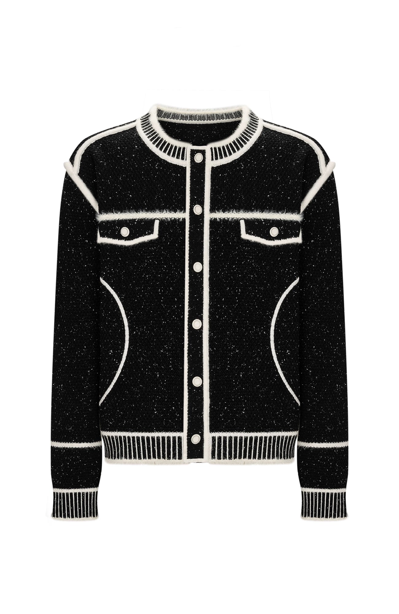 TIWILLTANG Frayed Edge Tweed Knit Jacket