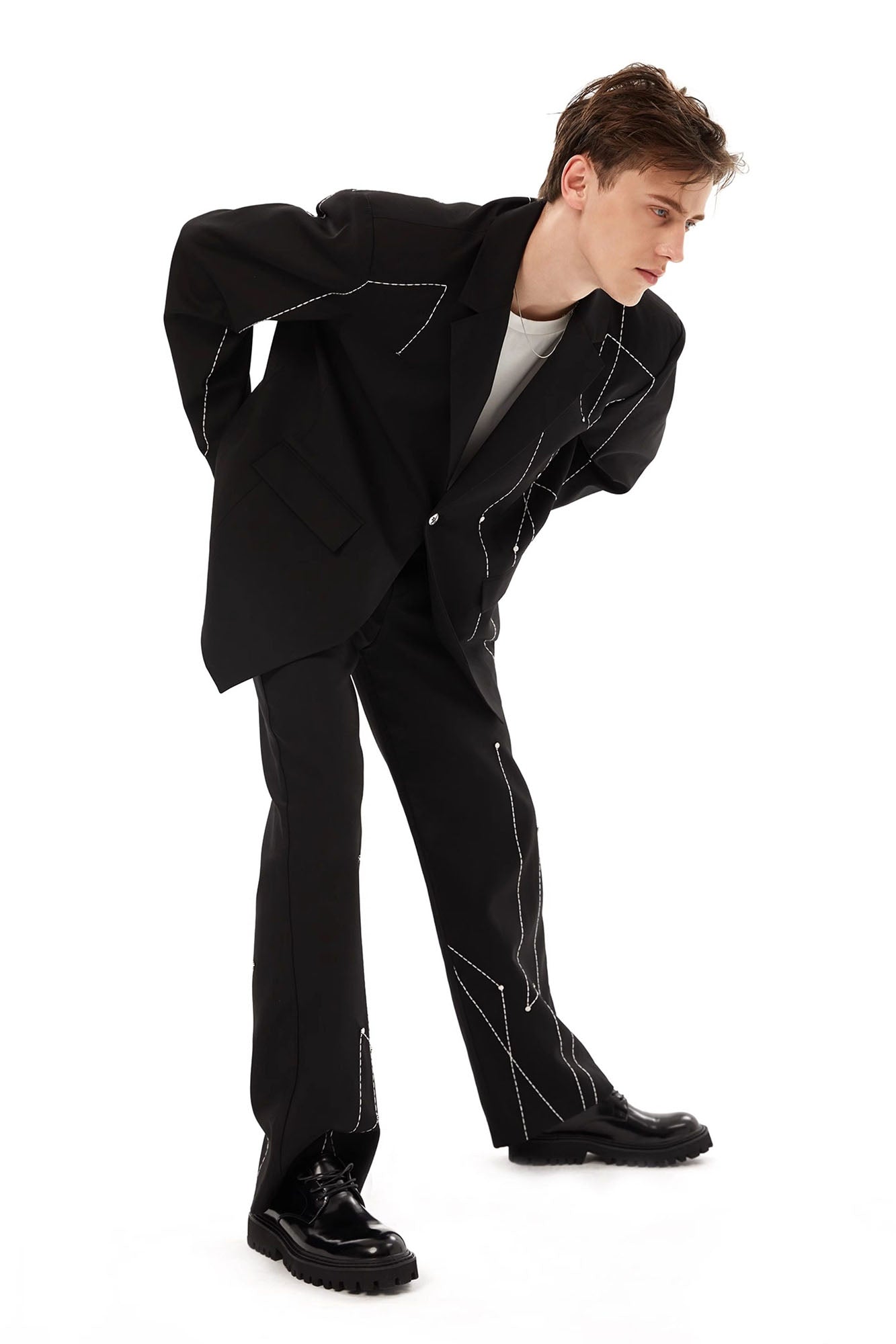 TIWILLTANG Rivet Stitch Embroidered Straight-Leg Pants